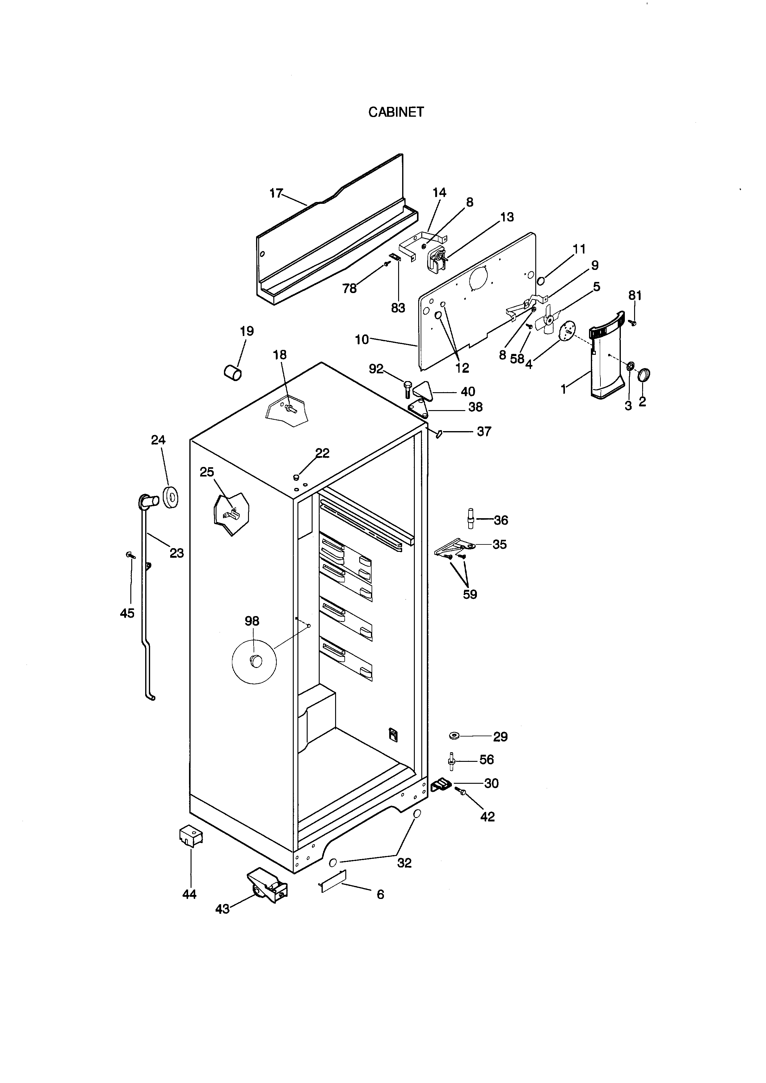Kenmore 25336808892 cabinet diagram