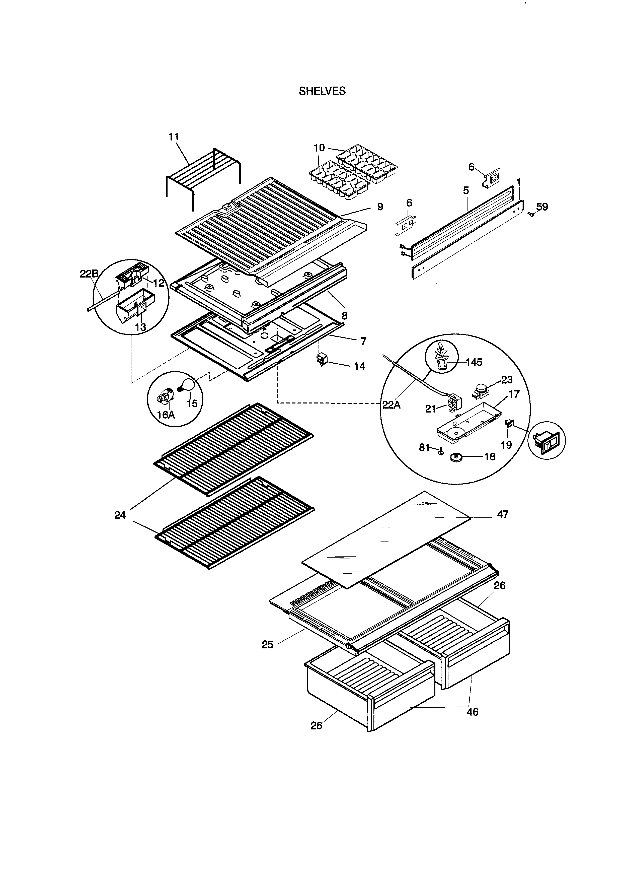 Kenmore 25336808892 shelves diagram