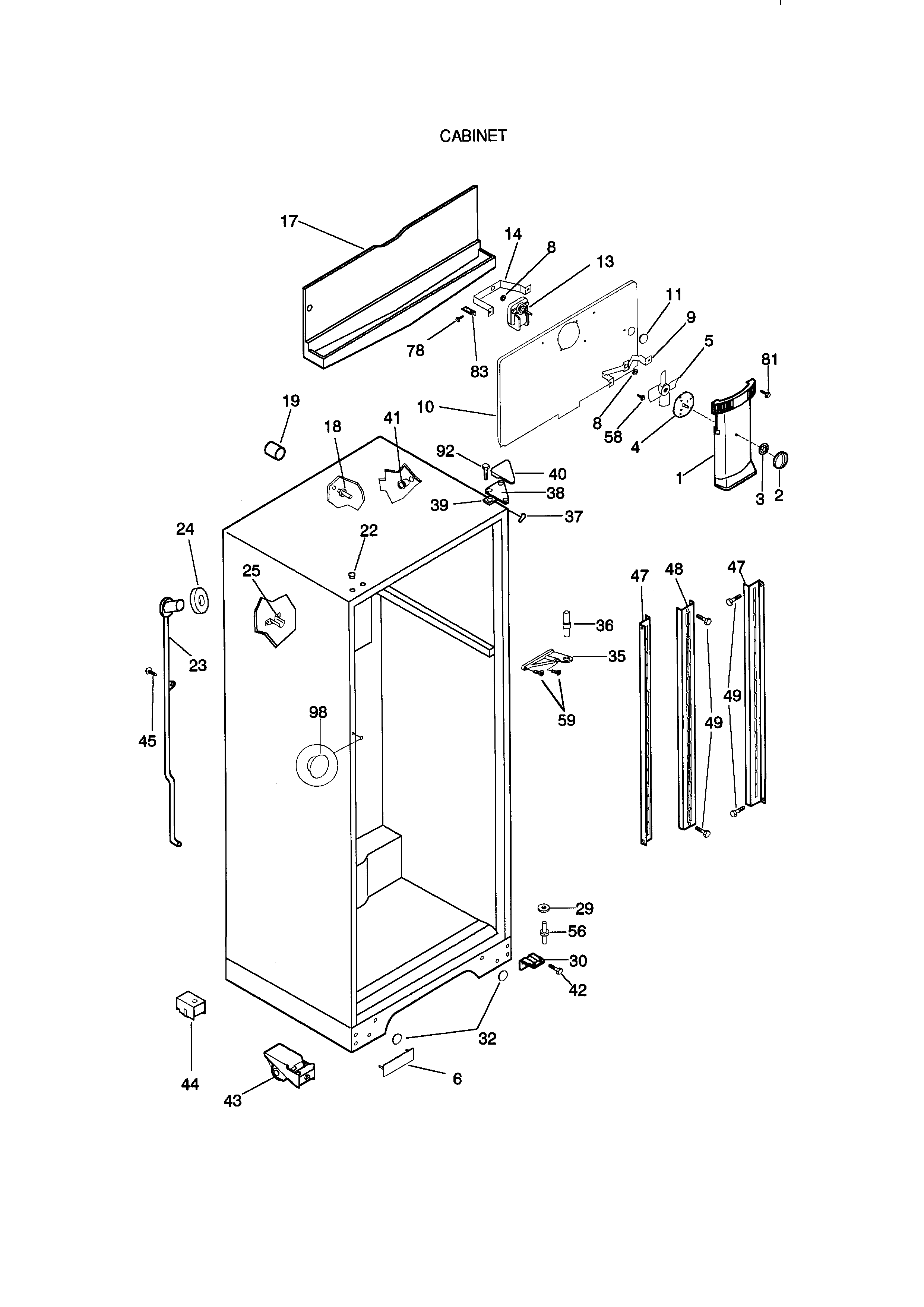Kenmore 25337870892 cabinet diagram