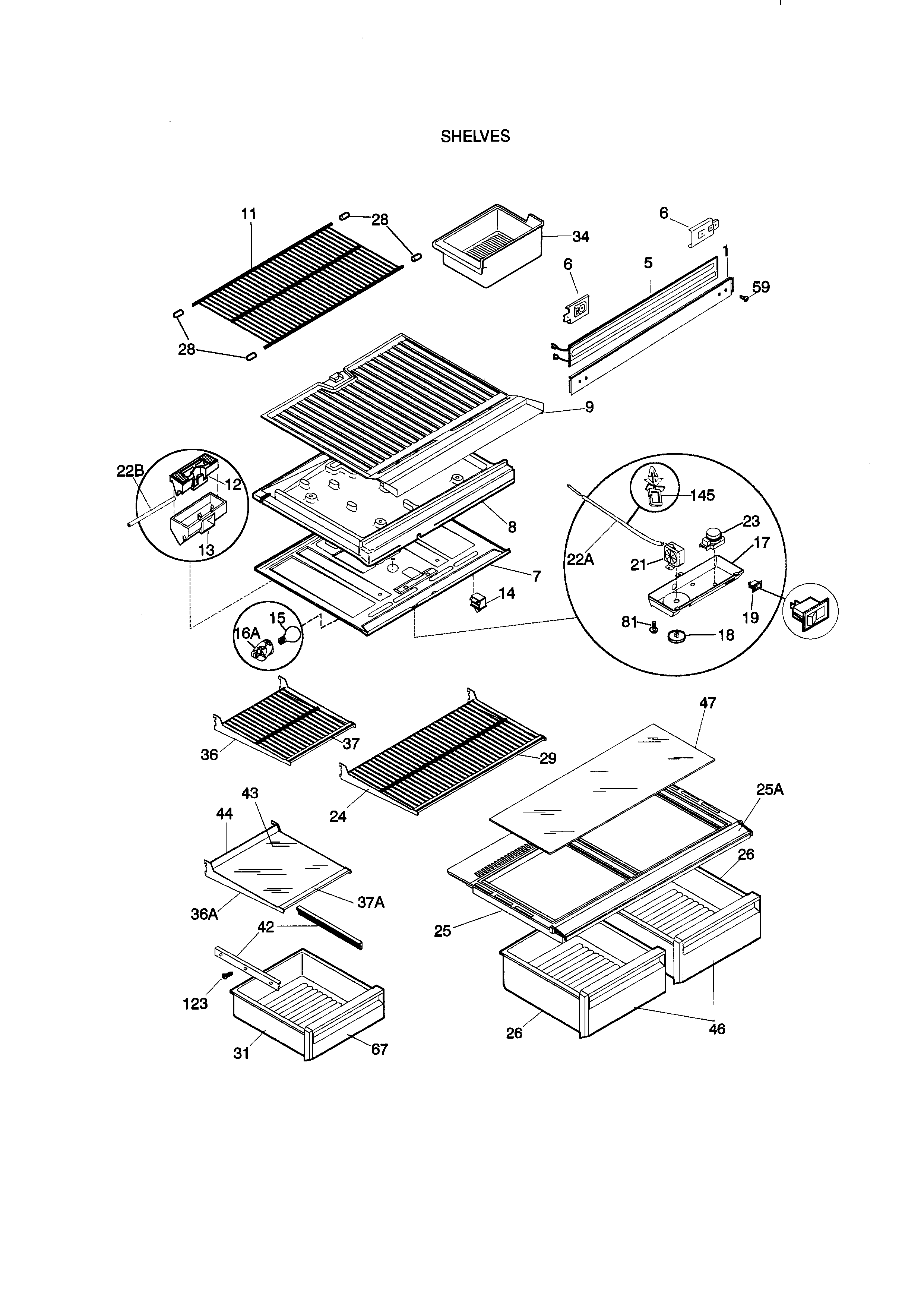 Kenmore 25337870892 shelves diagram