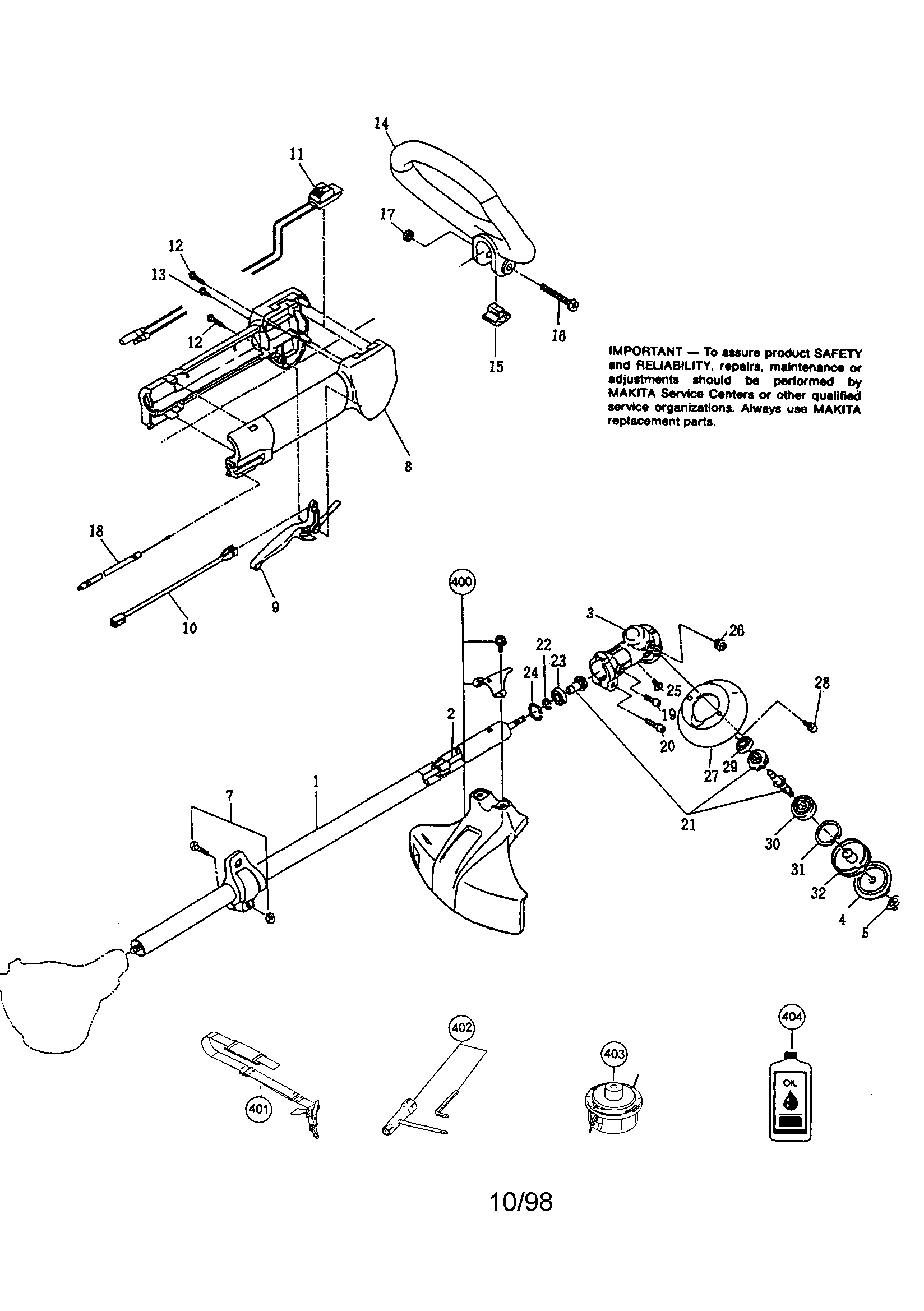 Makita RBC253 string trimmer diagram