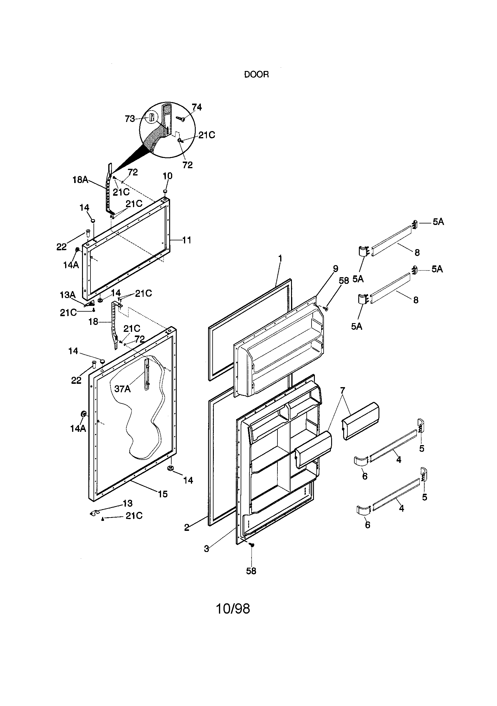 Kenmore 25369822890 door diagram