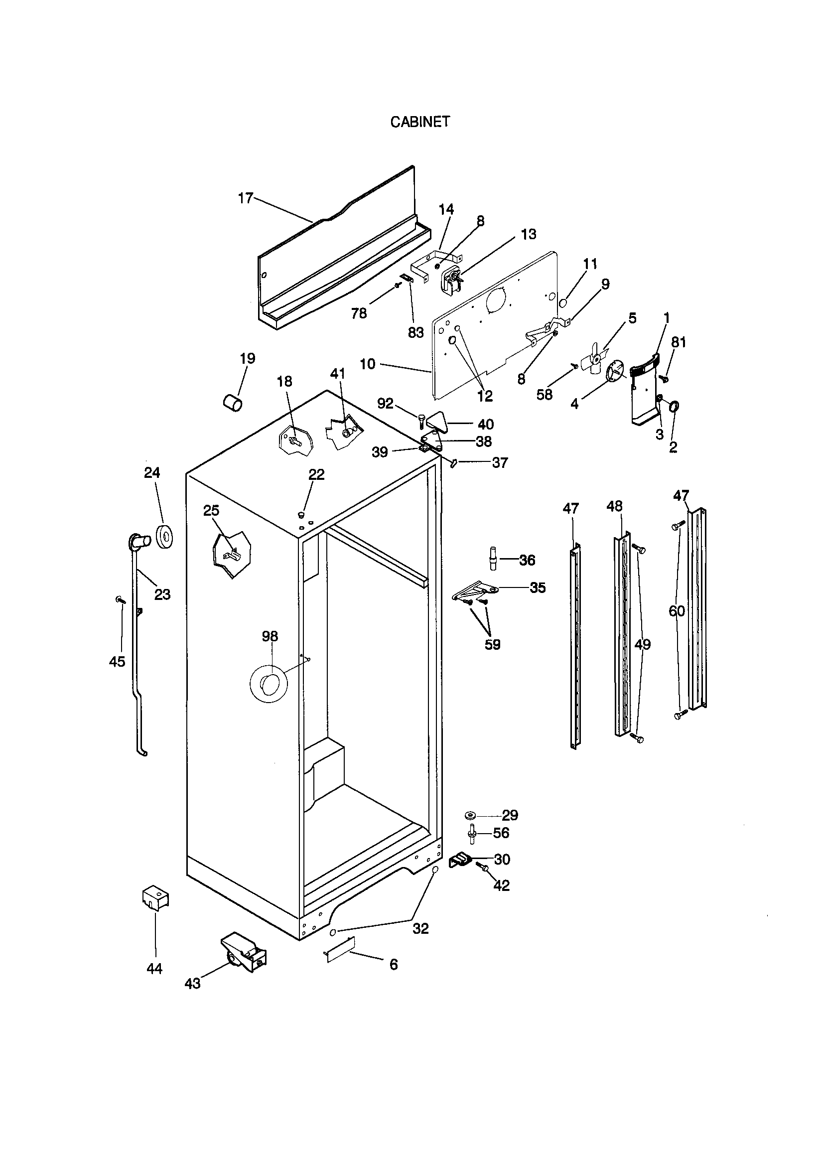Kenmore 25369822890 cabinet diagram