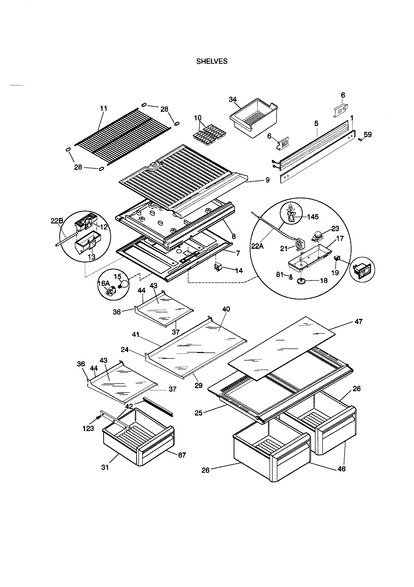 Kenmore 25369822890 shelves diagram