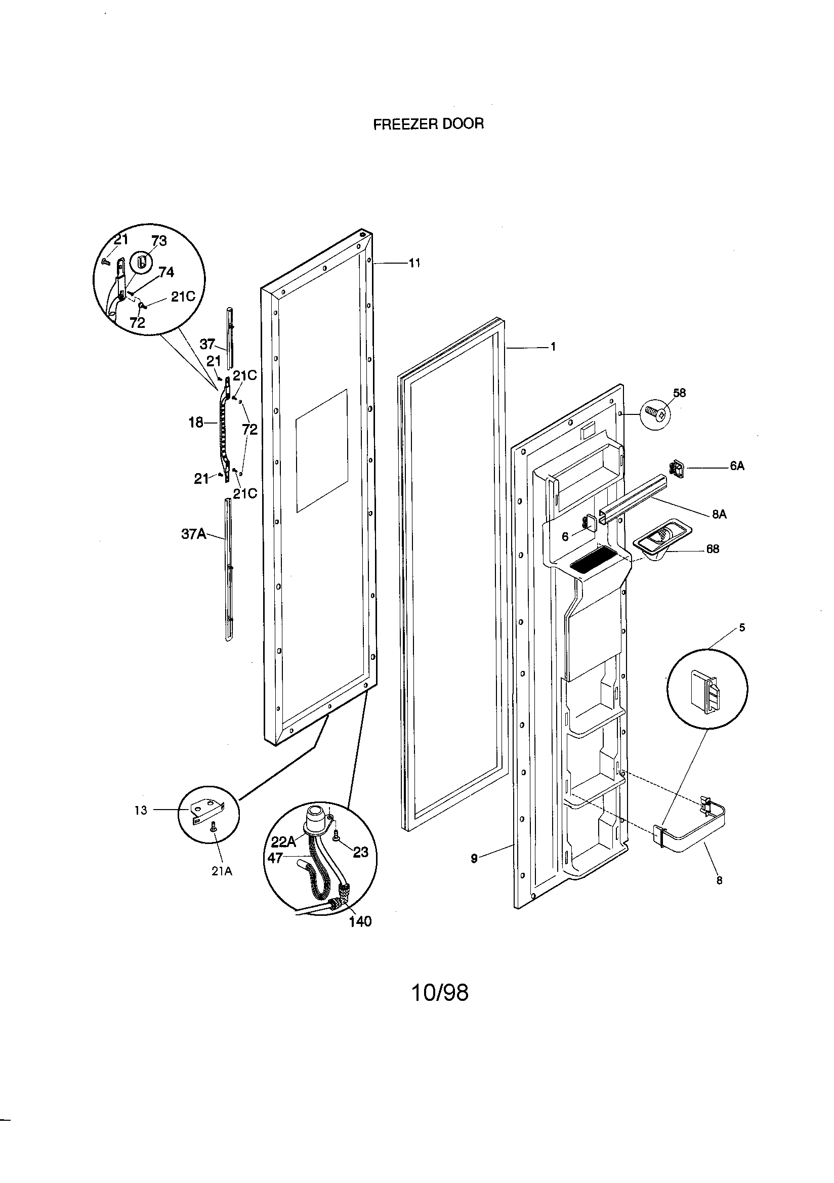 Kenmore 25358689894 freezer door diagram