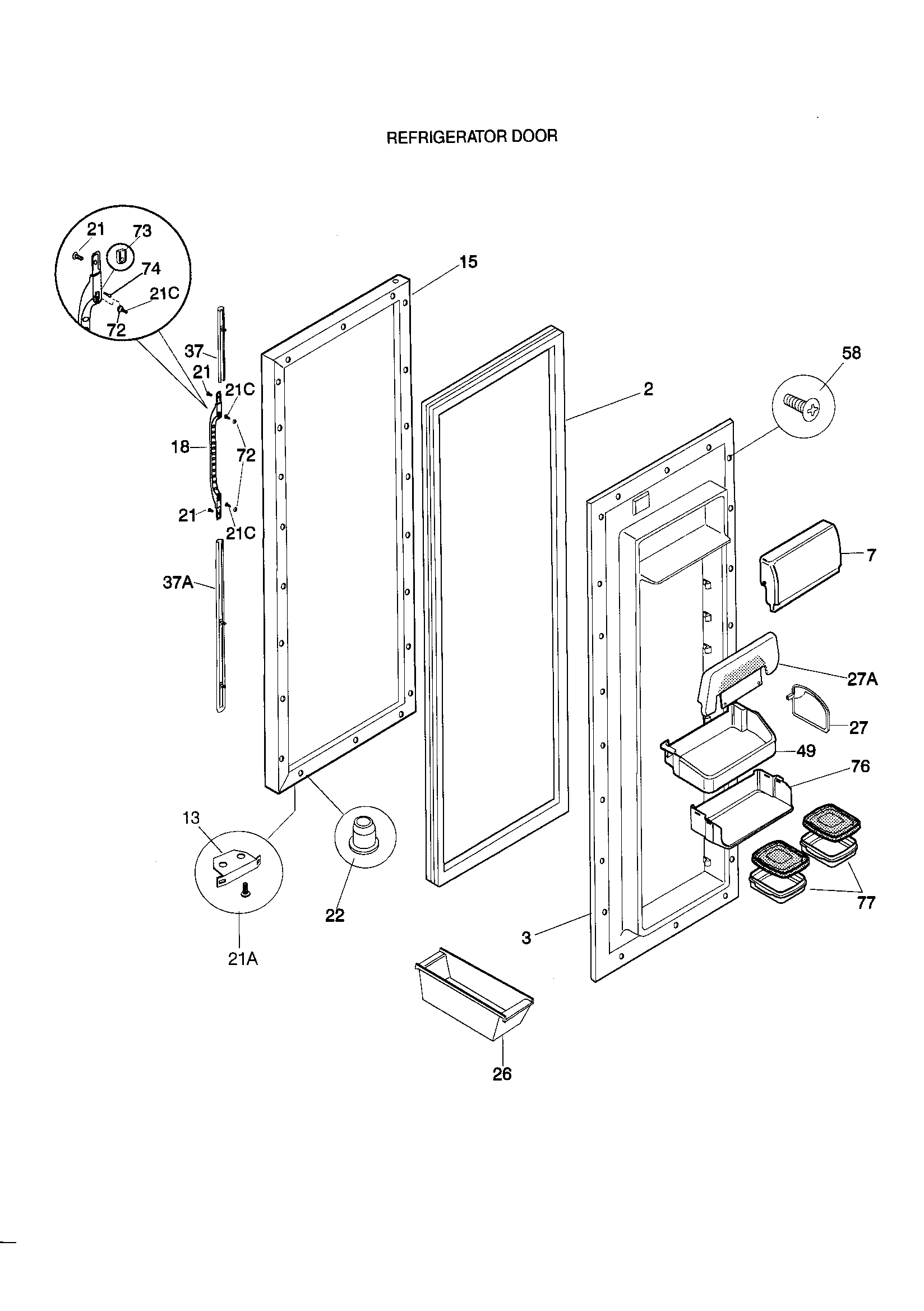 Kenmore 25358689894 refrigerator door diagram