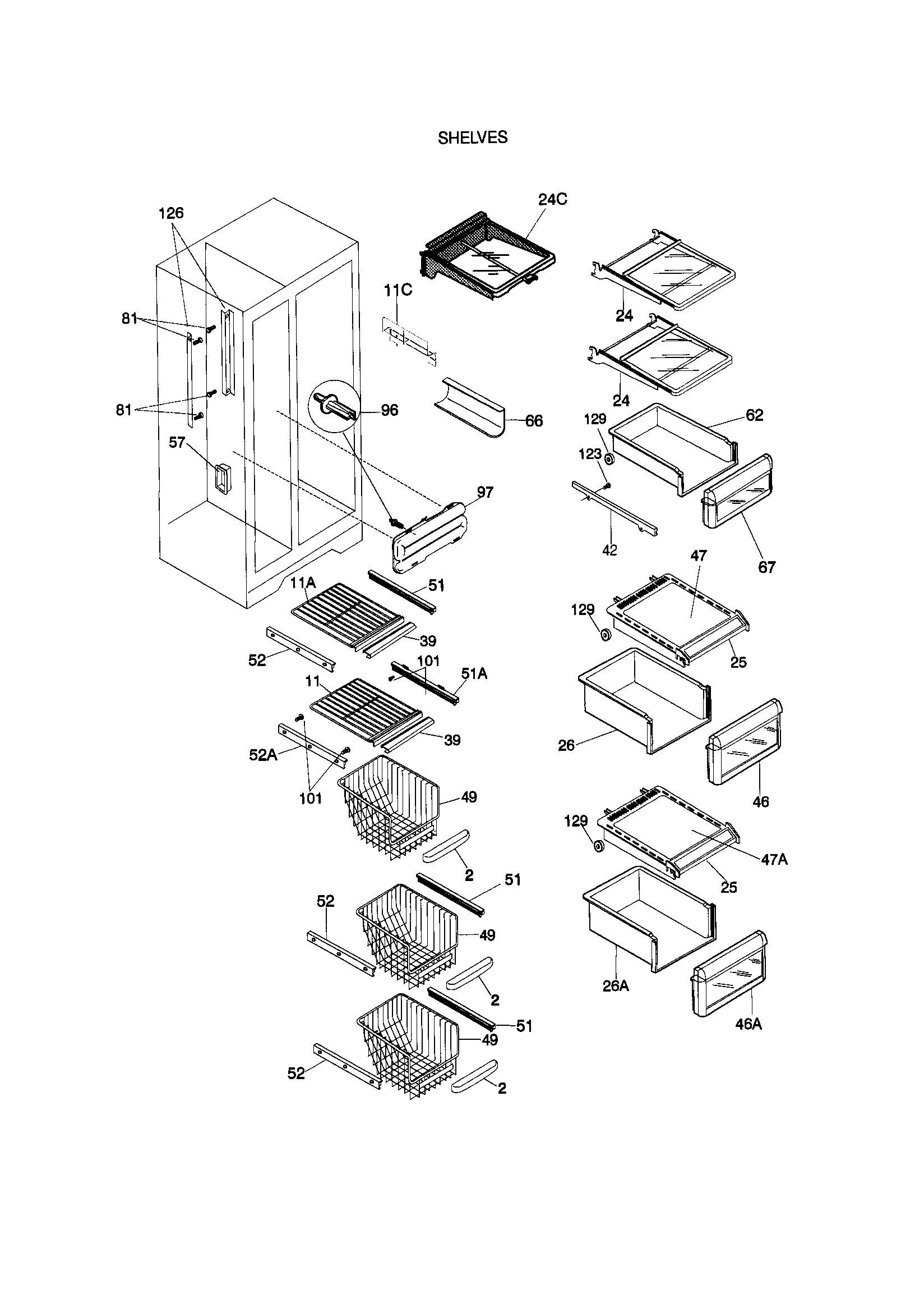 Kenmore 25358689894 shelves diagram