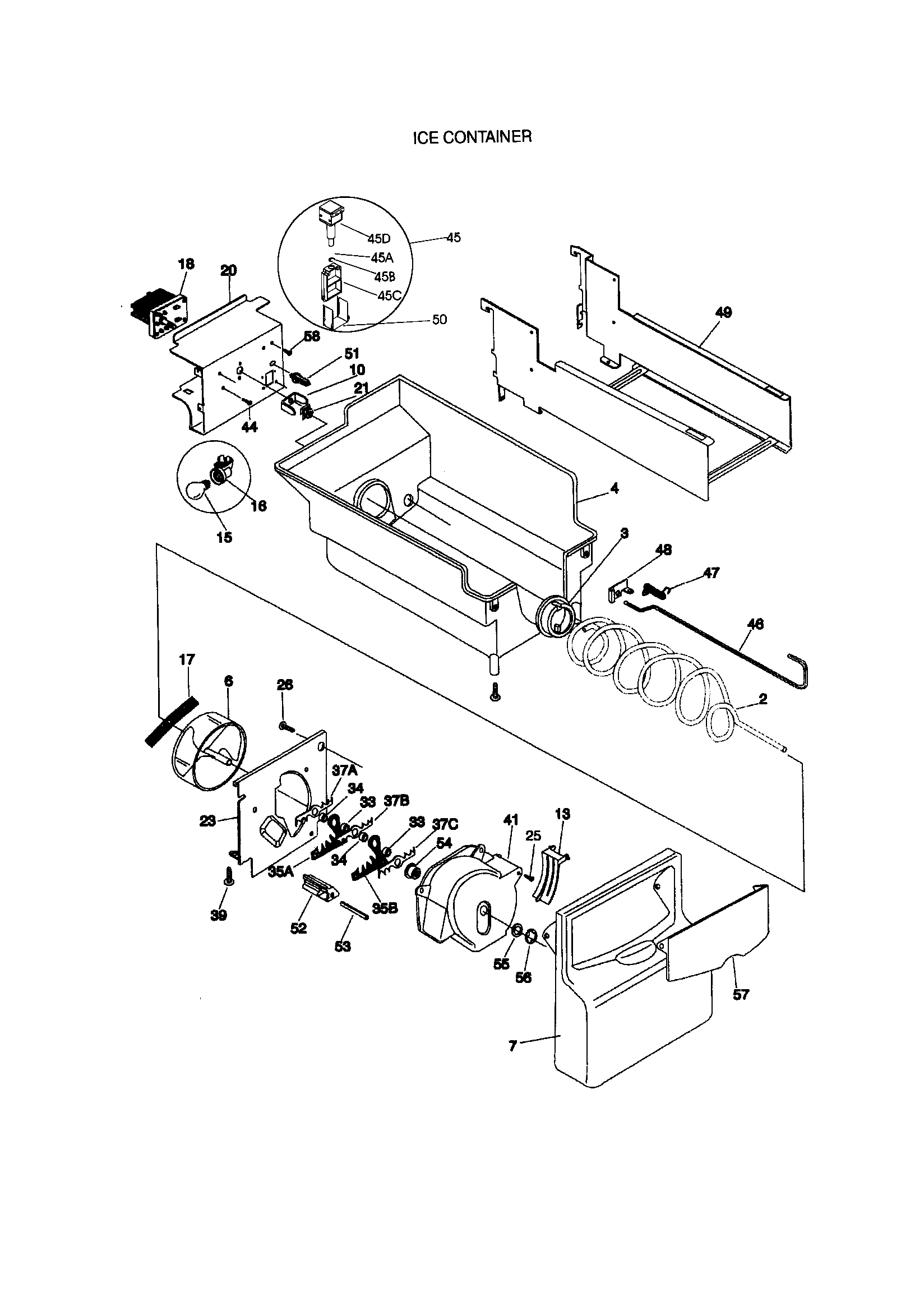 Kenmore 25358689894 ice container diagram