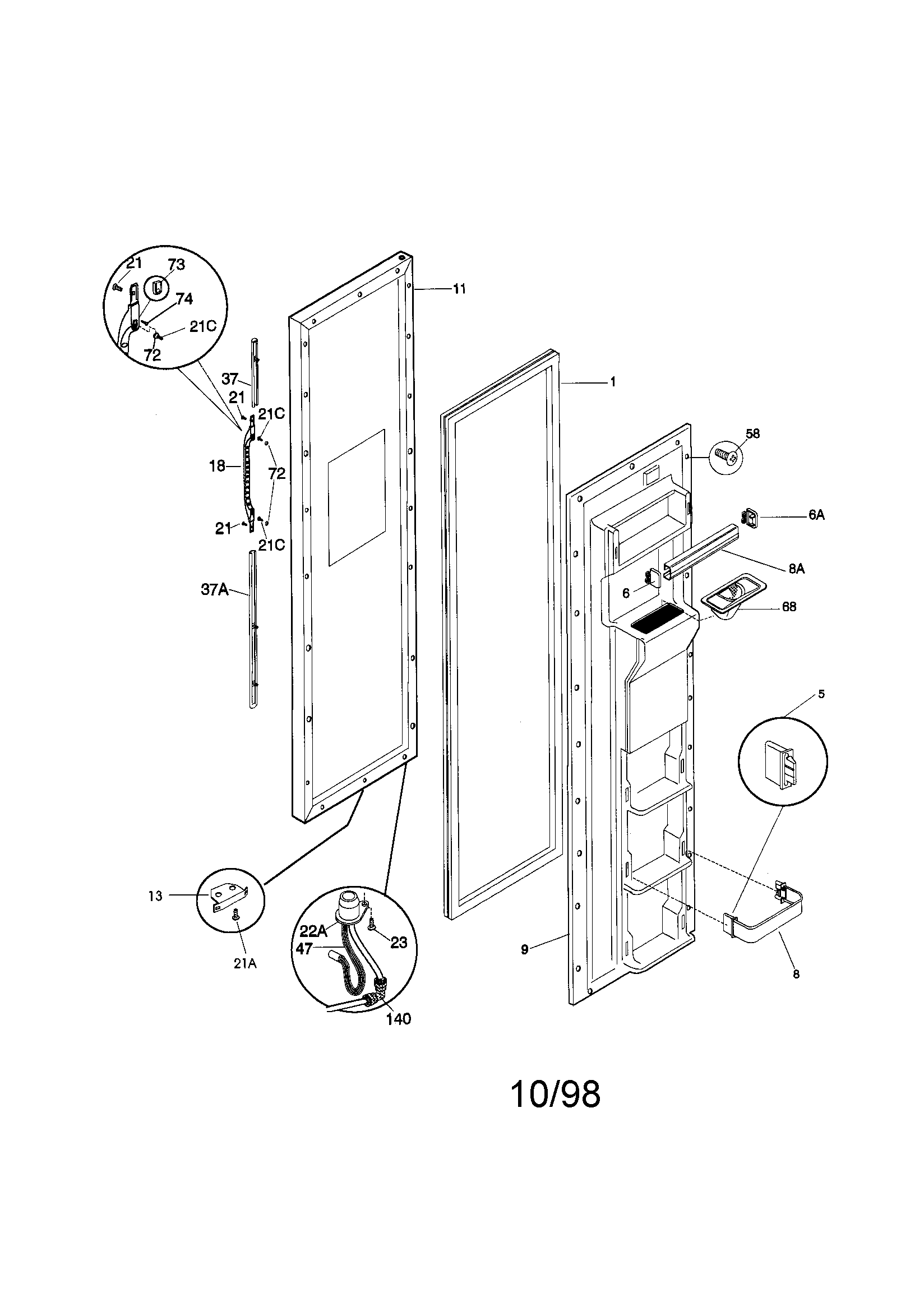 Kenmore 25358672895 freezer door diagram