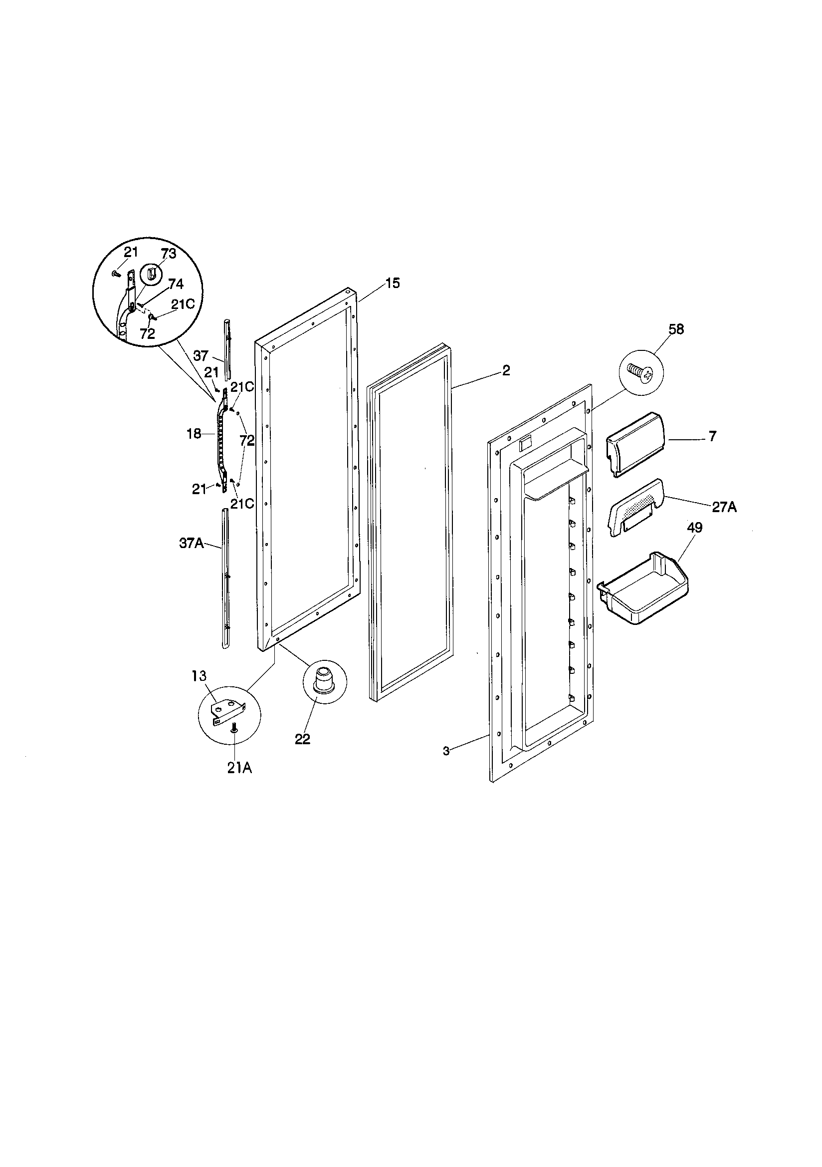 Kenmore 25358672895 refrigerator door diagram