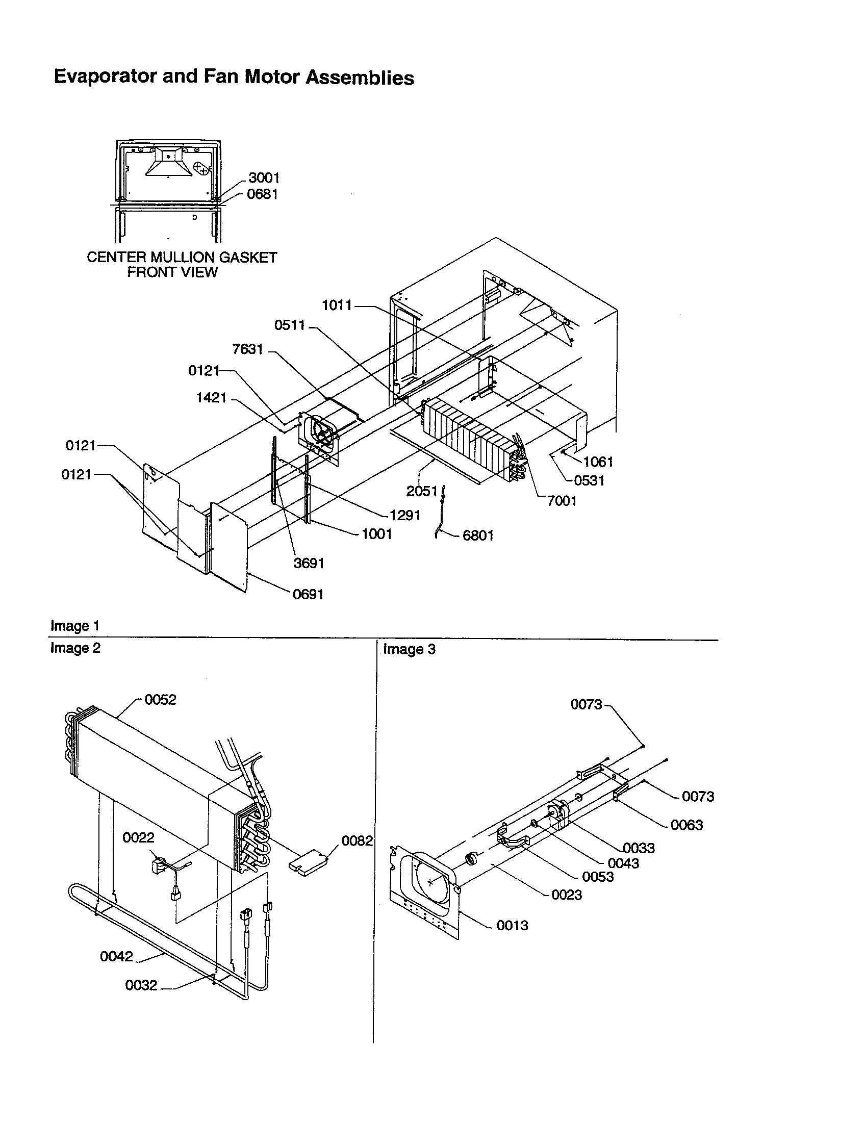 Amana TX21VE-P1301804WE evaporator and fan motor assemblies diagram
