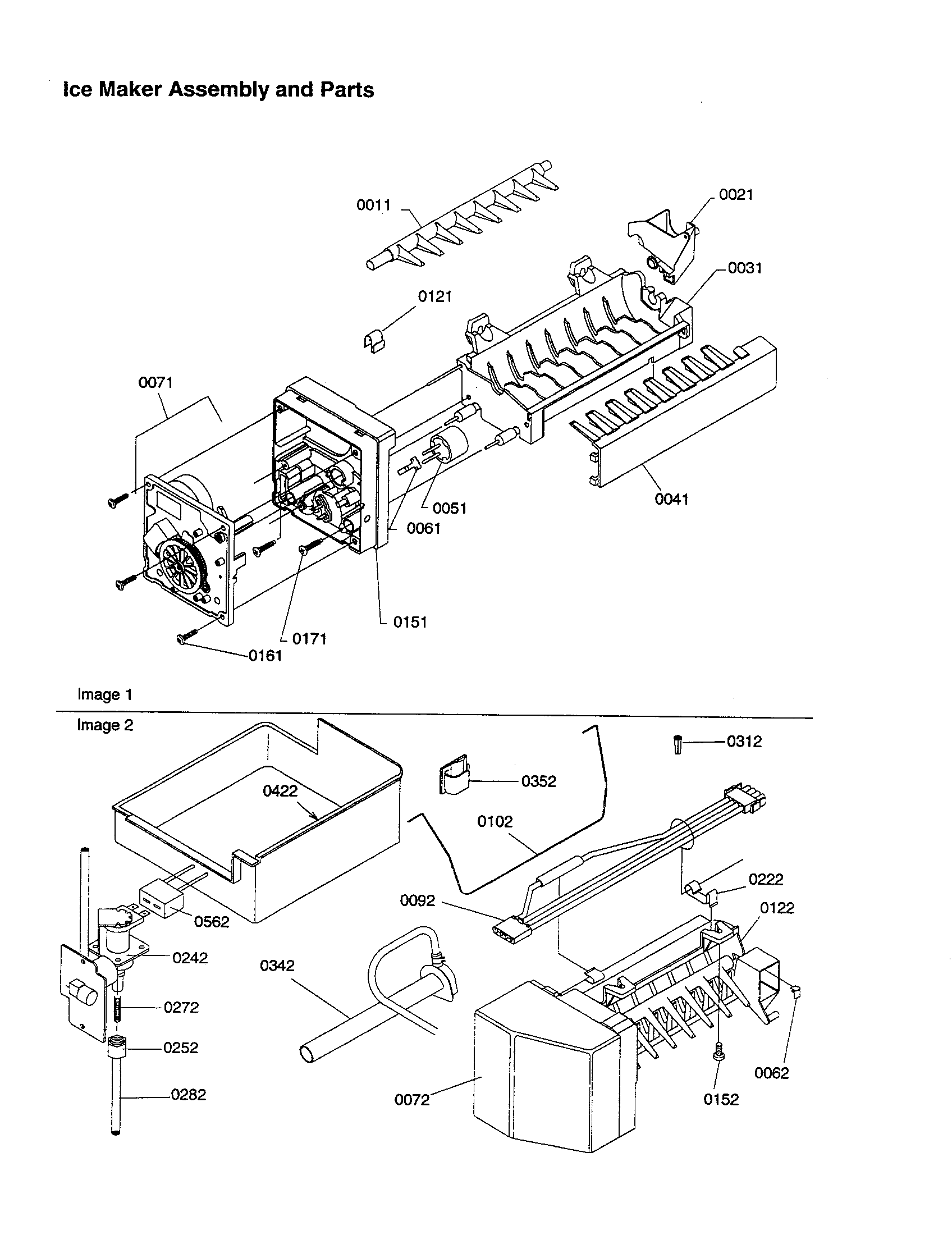 Amana TX21VE-P1301804WE ice maker assembly and parts diagram