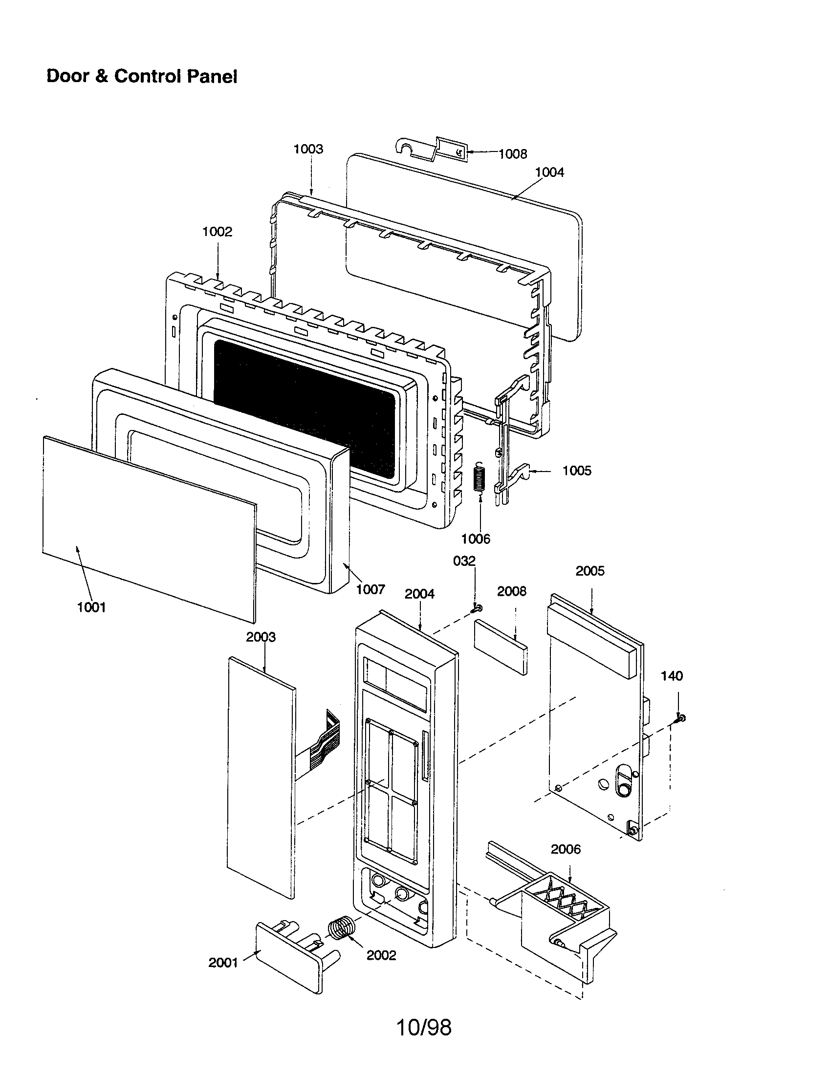Amana F1320W-P1319606M door and control panel diagram