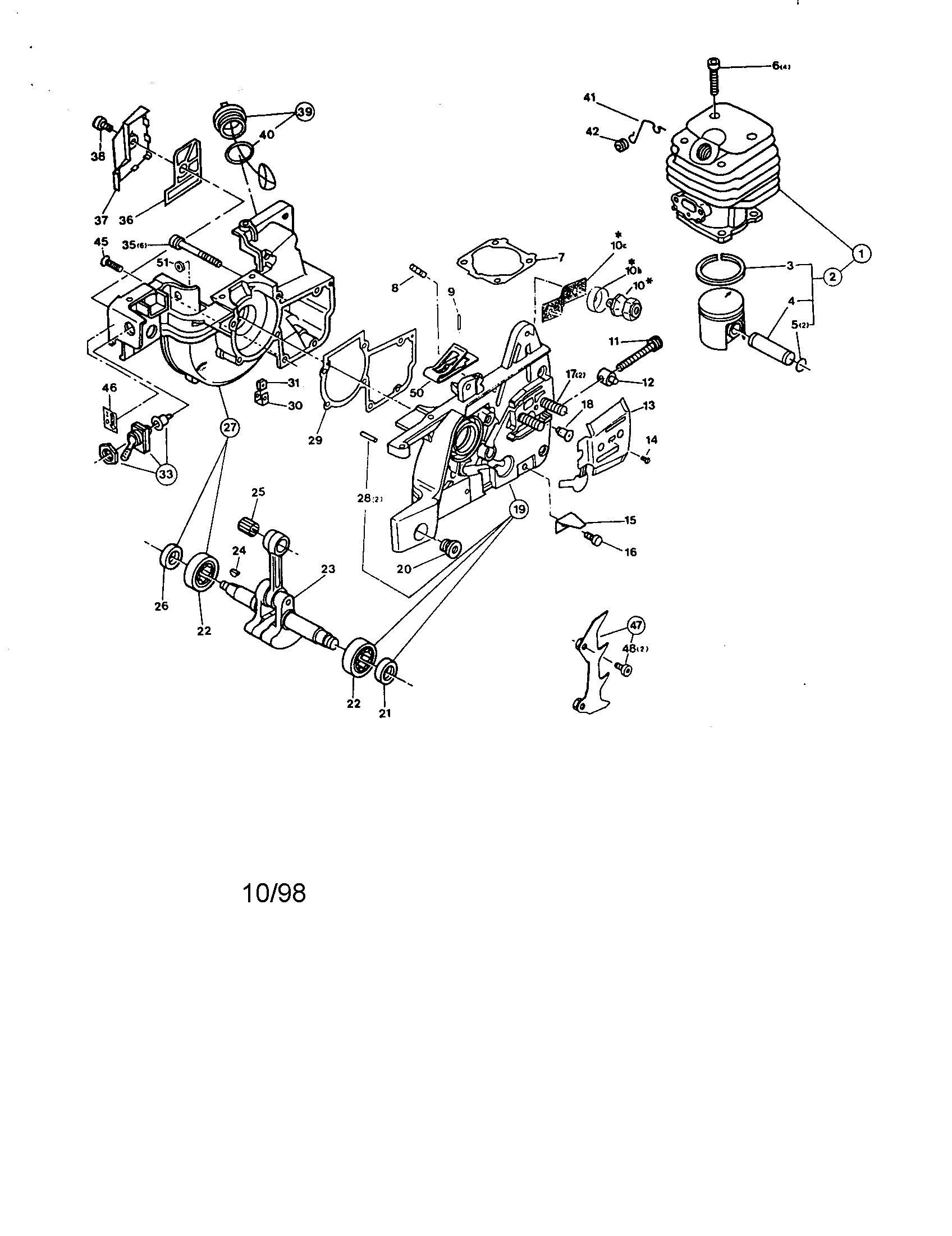 Makita DCS520I cylinder/piston/crankshaft diagram