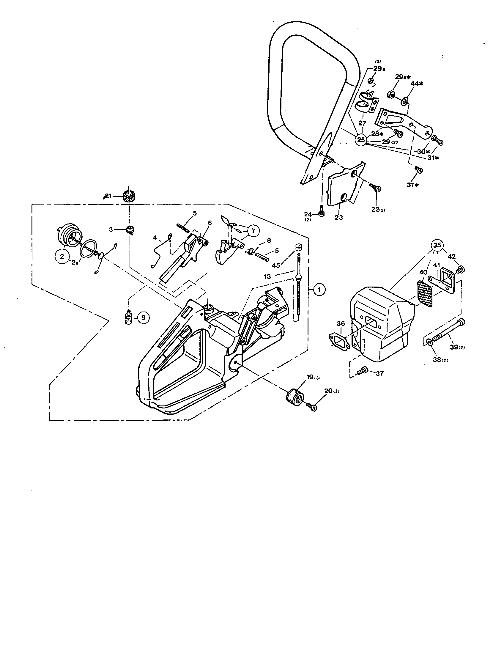 Makita DCS520I tubular grip/rubber buffer/muffler diagram