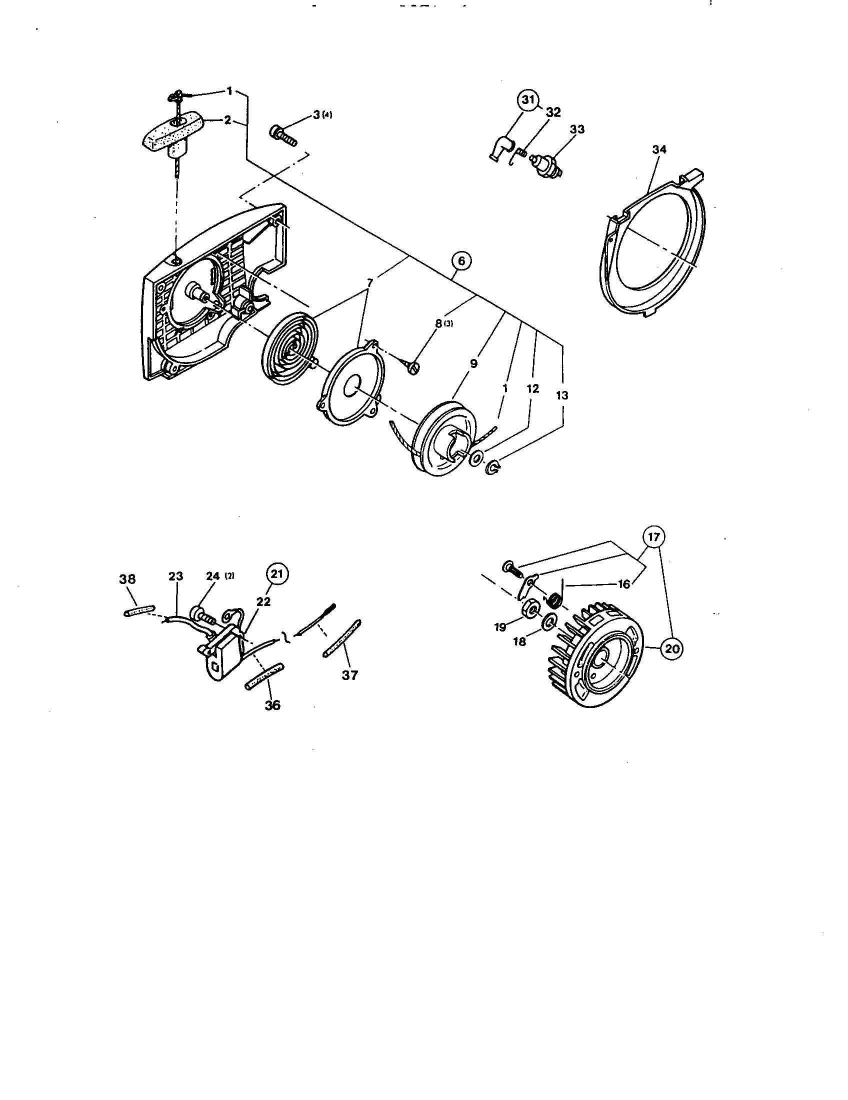 Makita DCS520I ignitlon electronics/flywheel/starter diagram