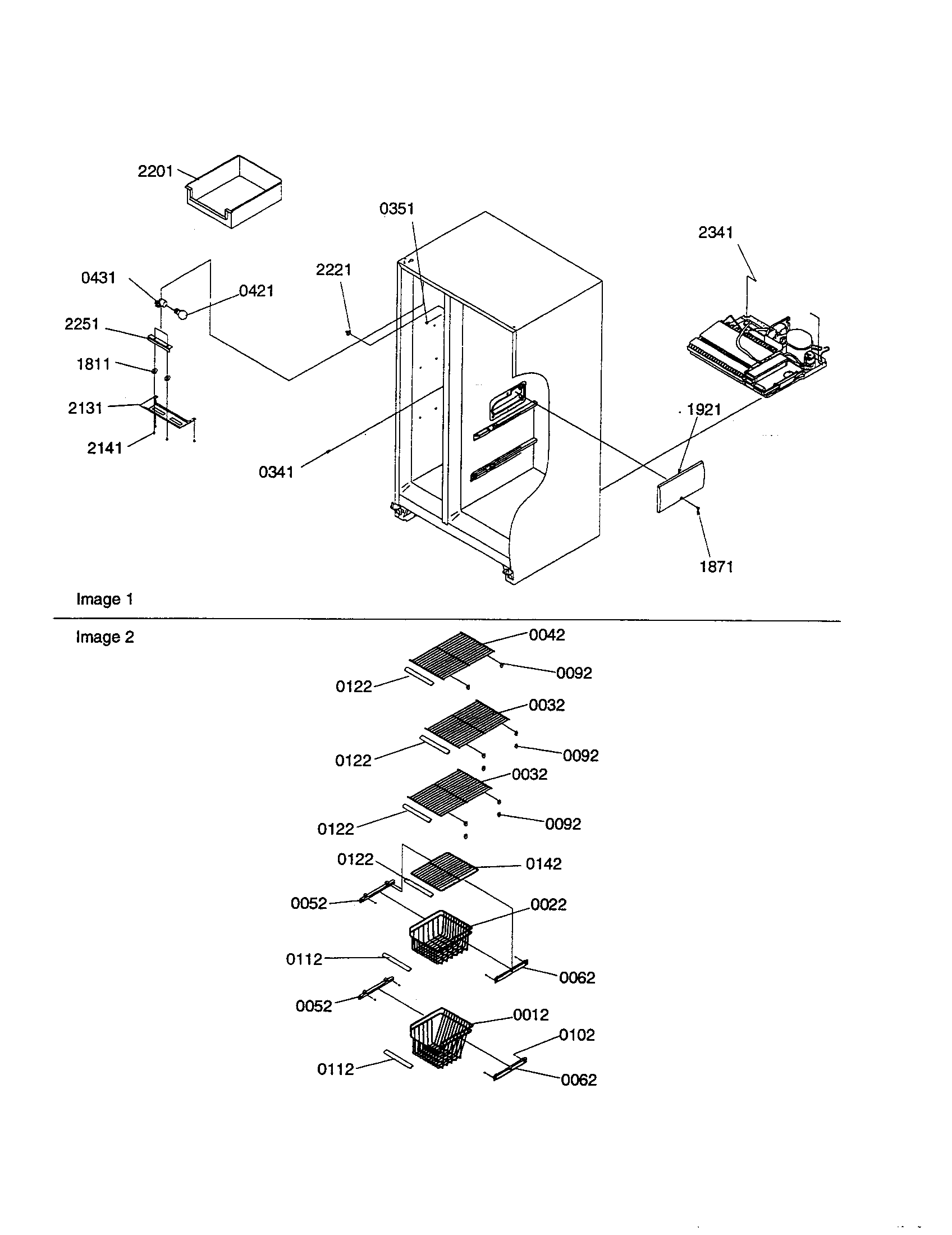 Amana SRI21VE-P1315601WE freezer shelves and lights diagram
