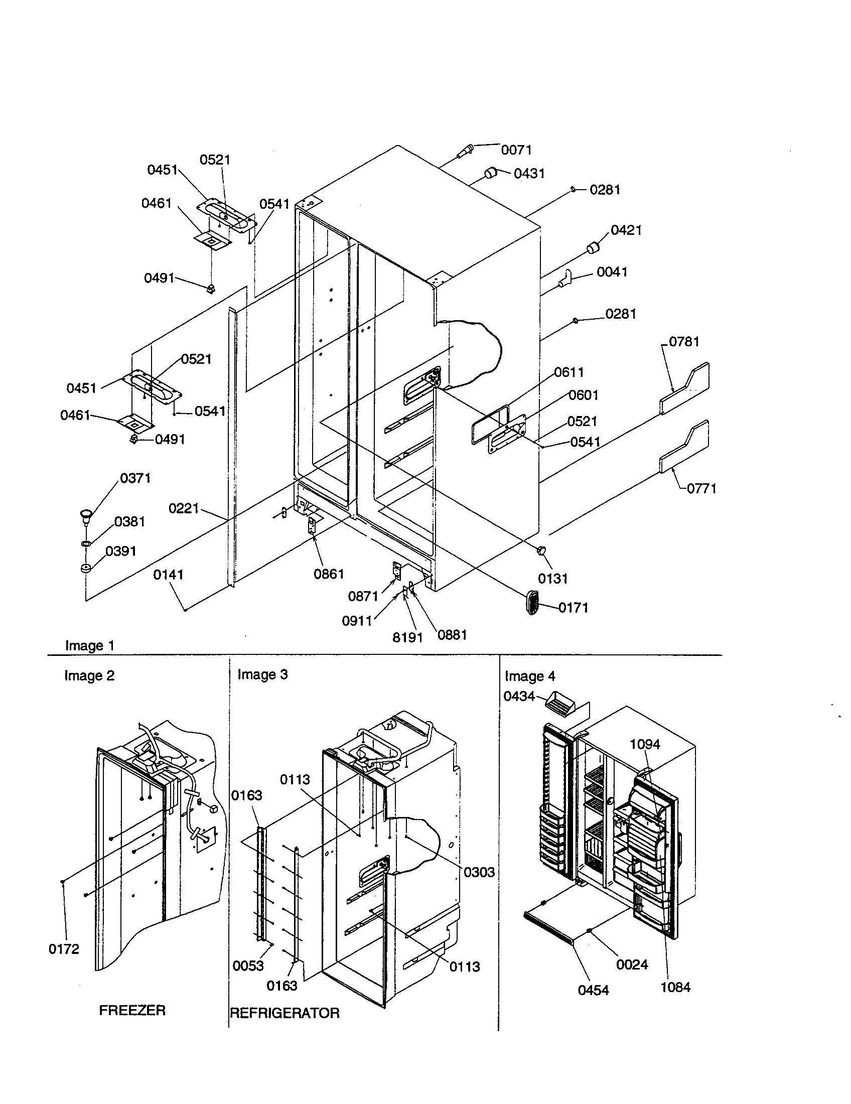 Amana SRI21VE-P1315601WE cabinet parts and toe grille diagram