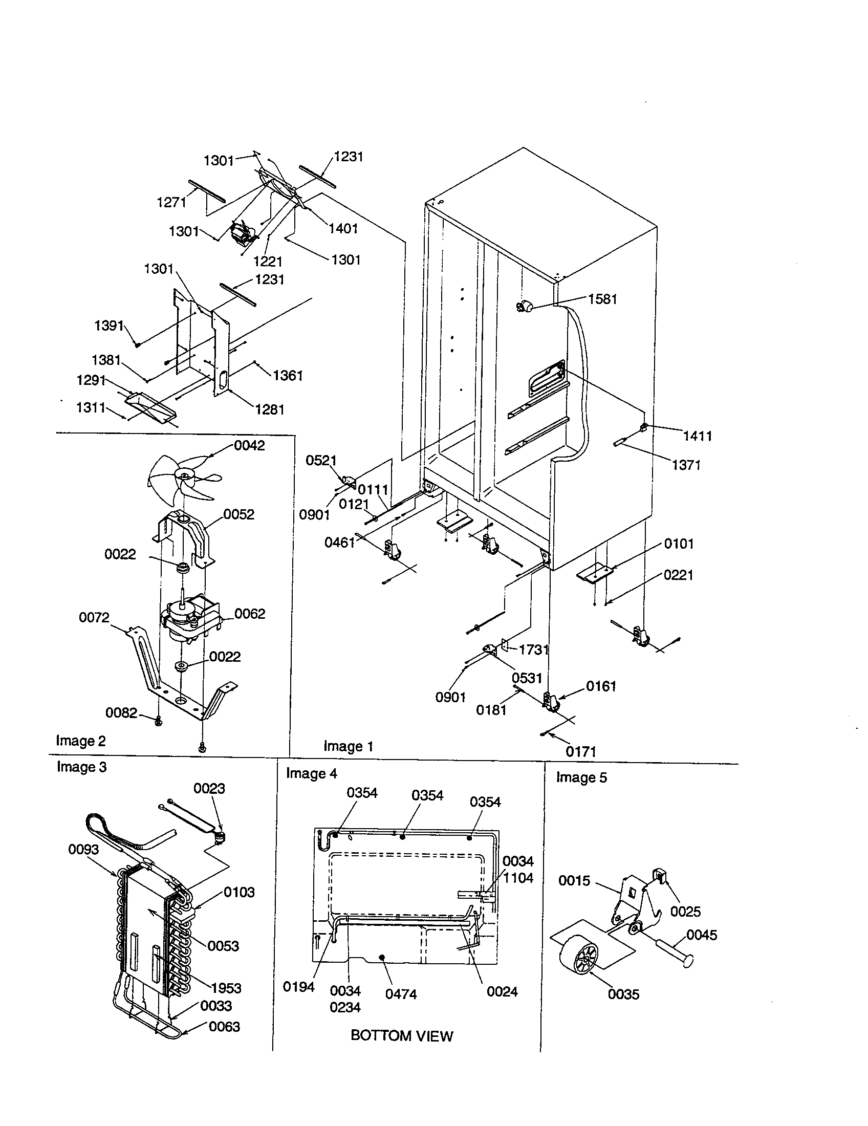 Amana SRI21VE-P1315601WE drain systems/rollers/evaporator diagram
