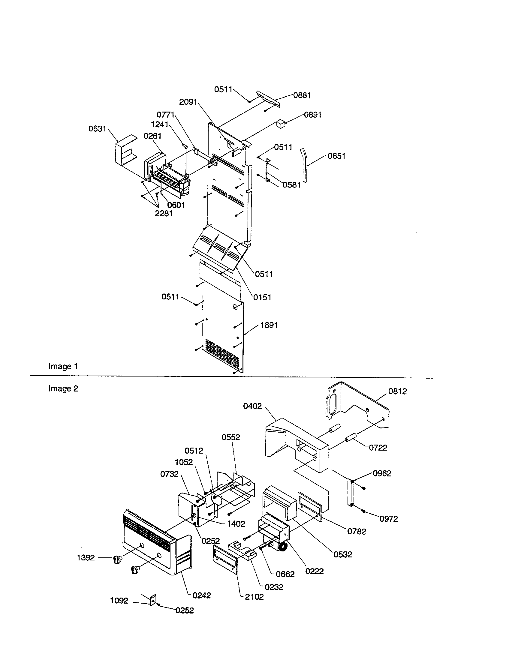 Amana SRI21VE-P1315601WE ice maker/control assembly diagram