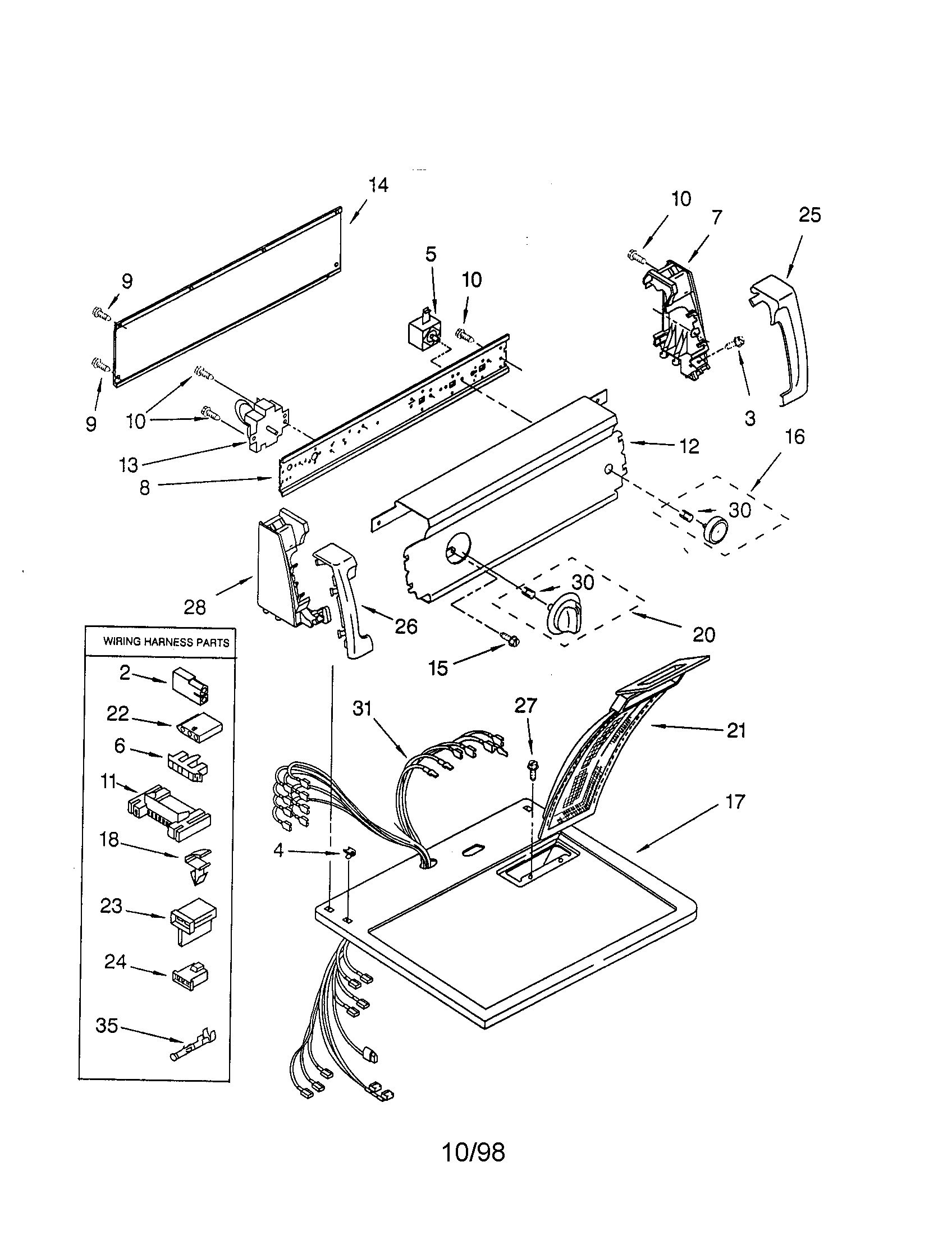 Kenmore 11078202795 top and console diagram