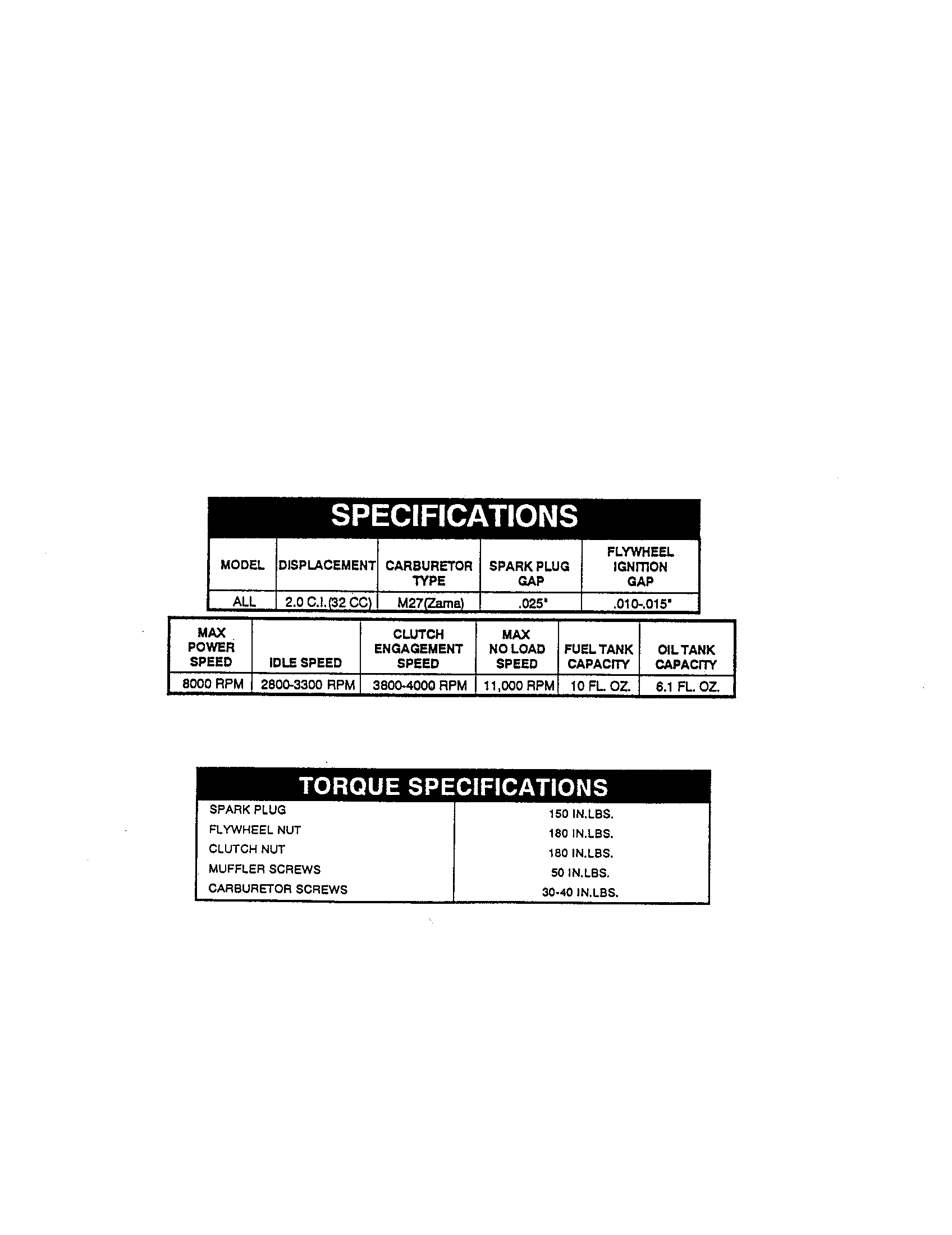 McCulloch MAC3214 11-600032-07 specifications - text only diagram