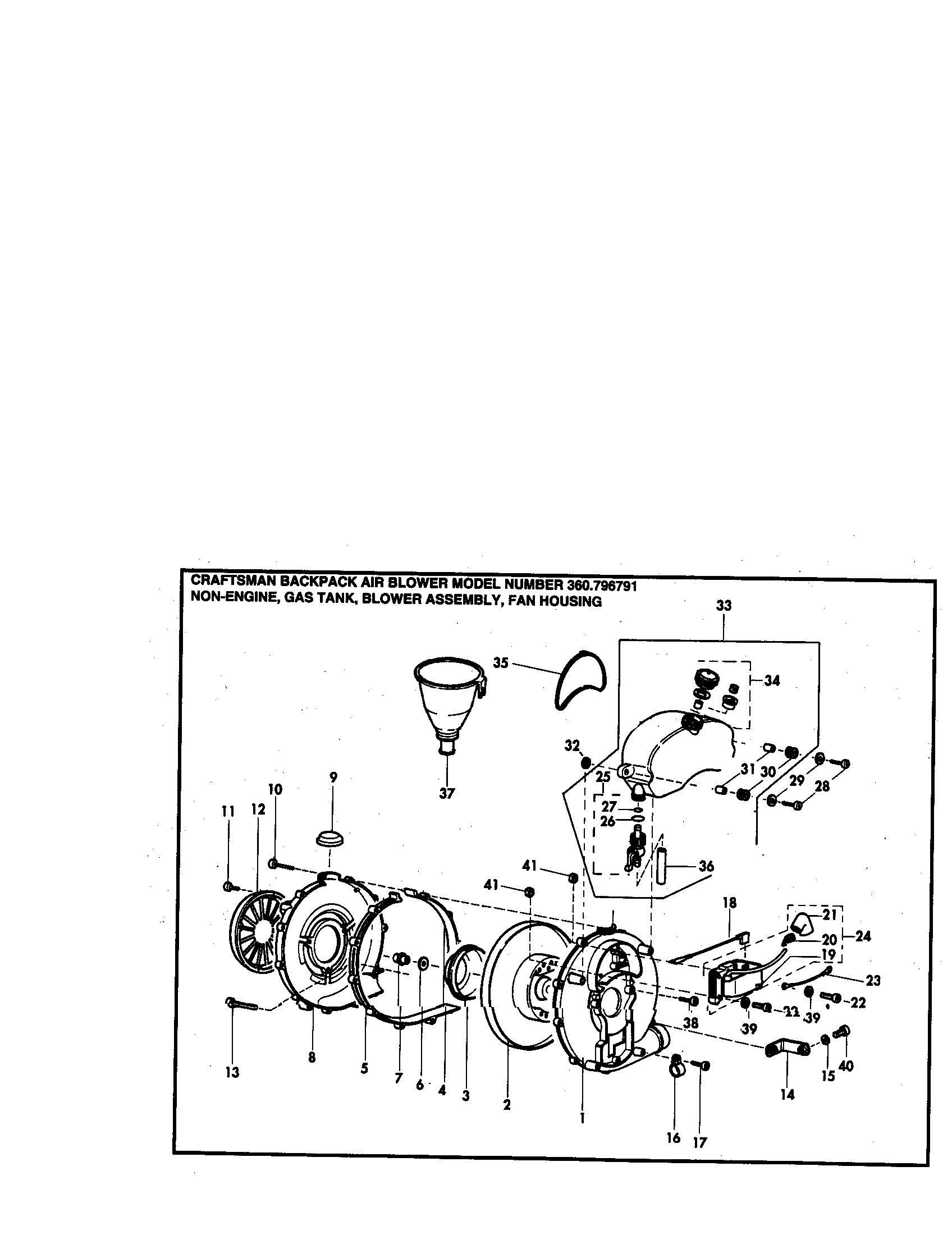 Craftsman 360796791 gas tank/ blower, and fan diagram