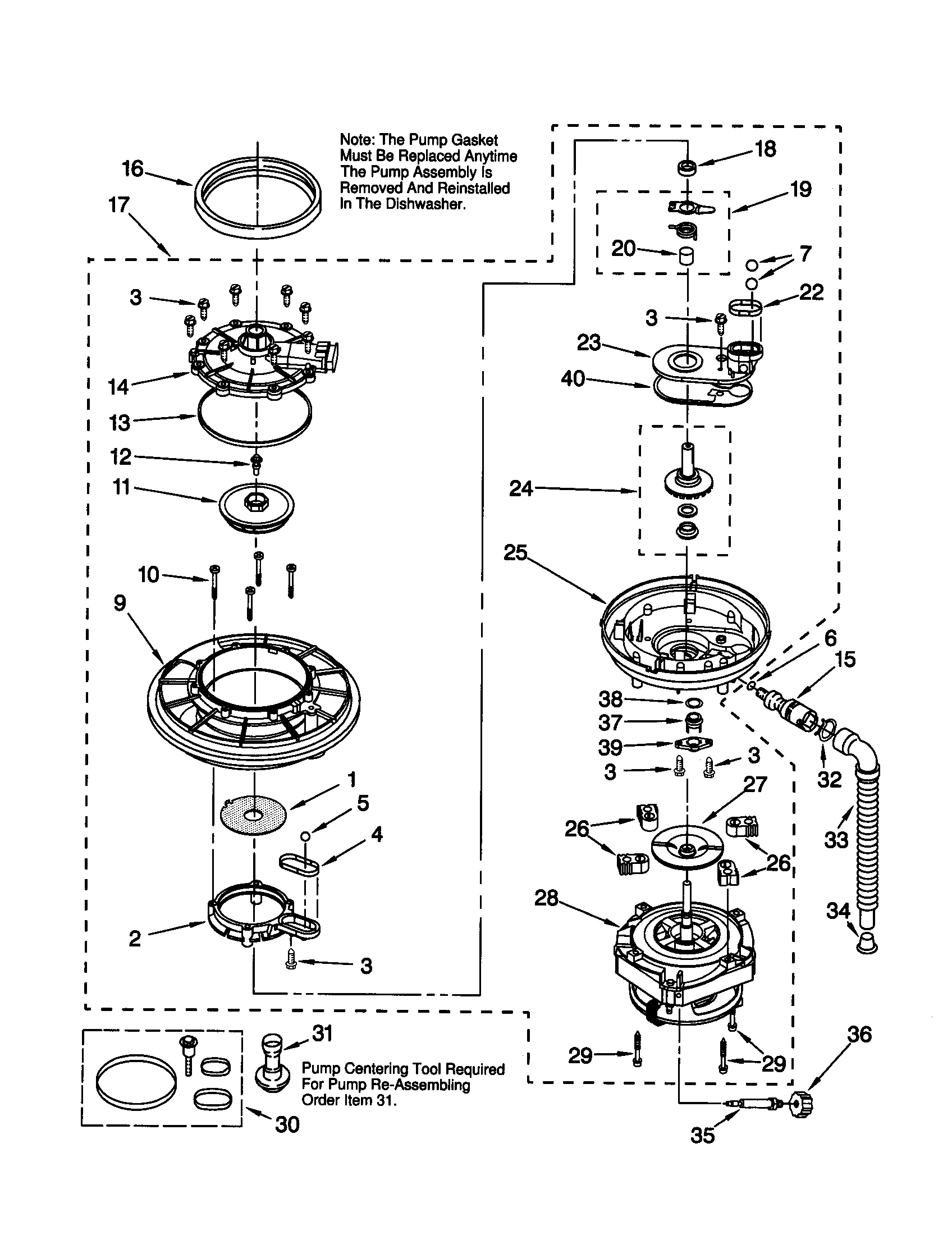 Kenmore 110773813 pump and motor diagram