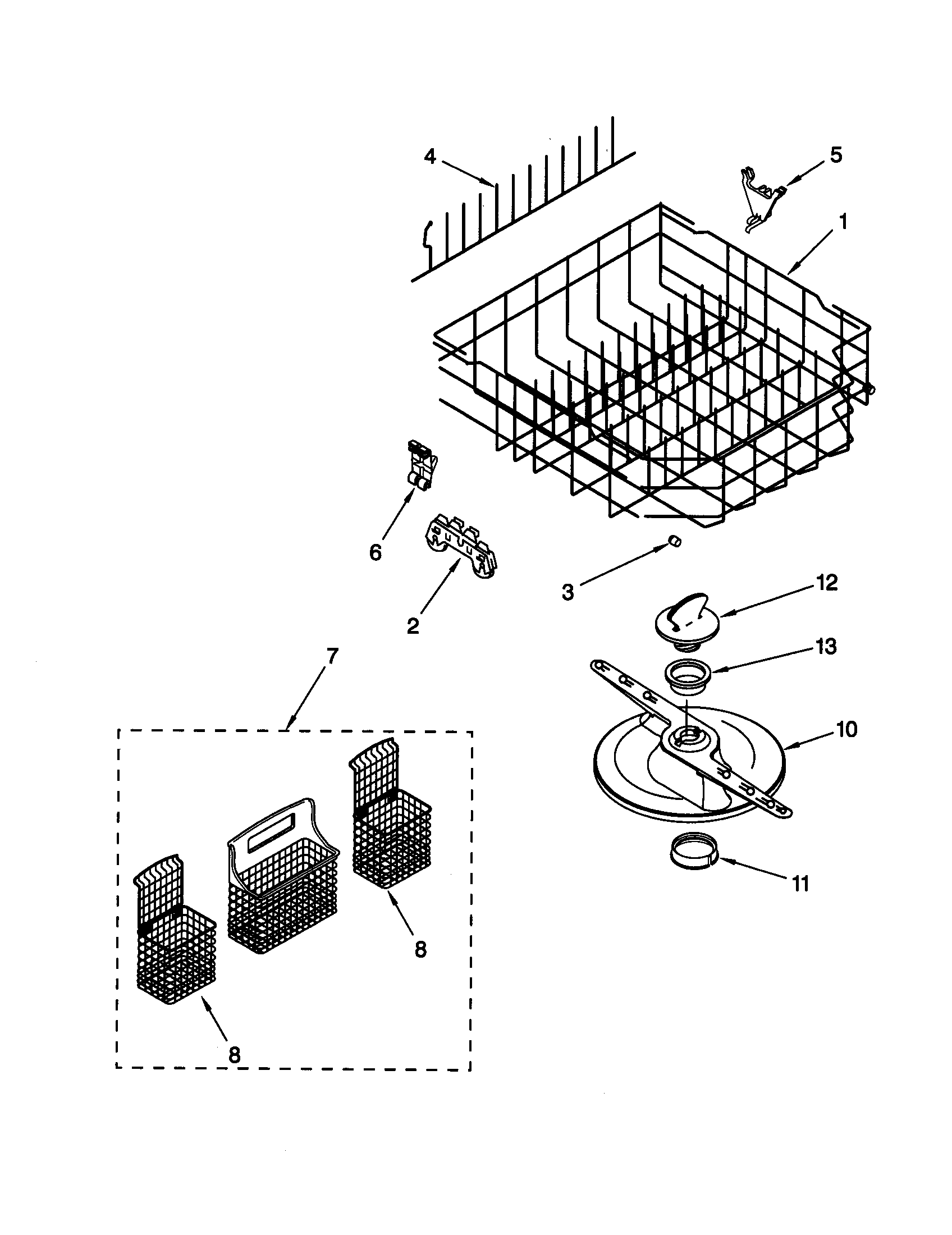 Kenmore 110773813 lower dishrack diagram