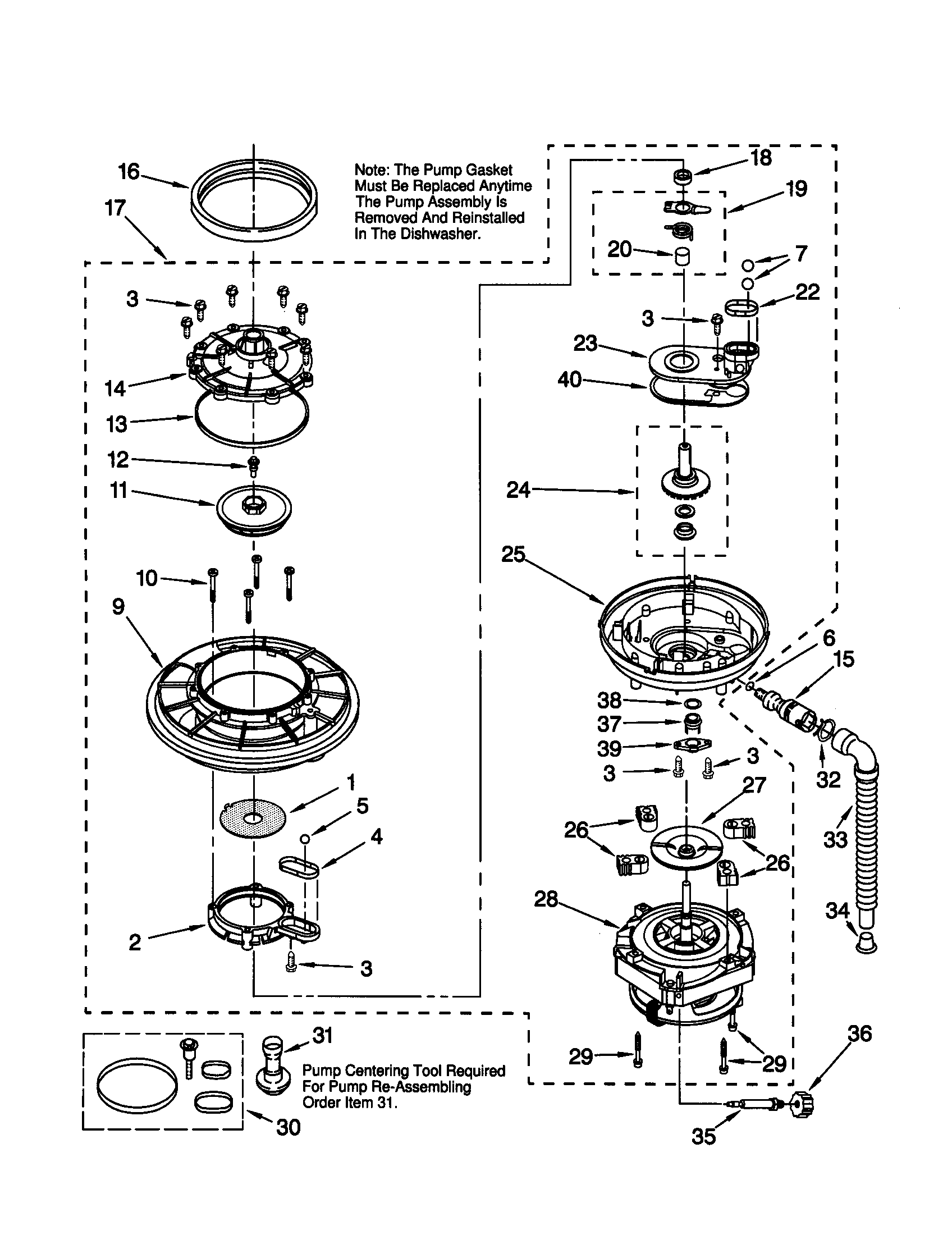 Kenmore 66517685791 pump and motor diagram