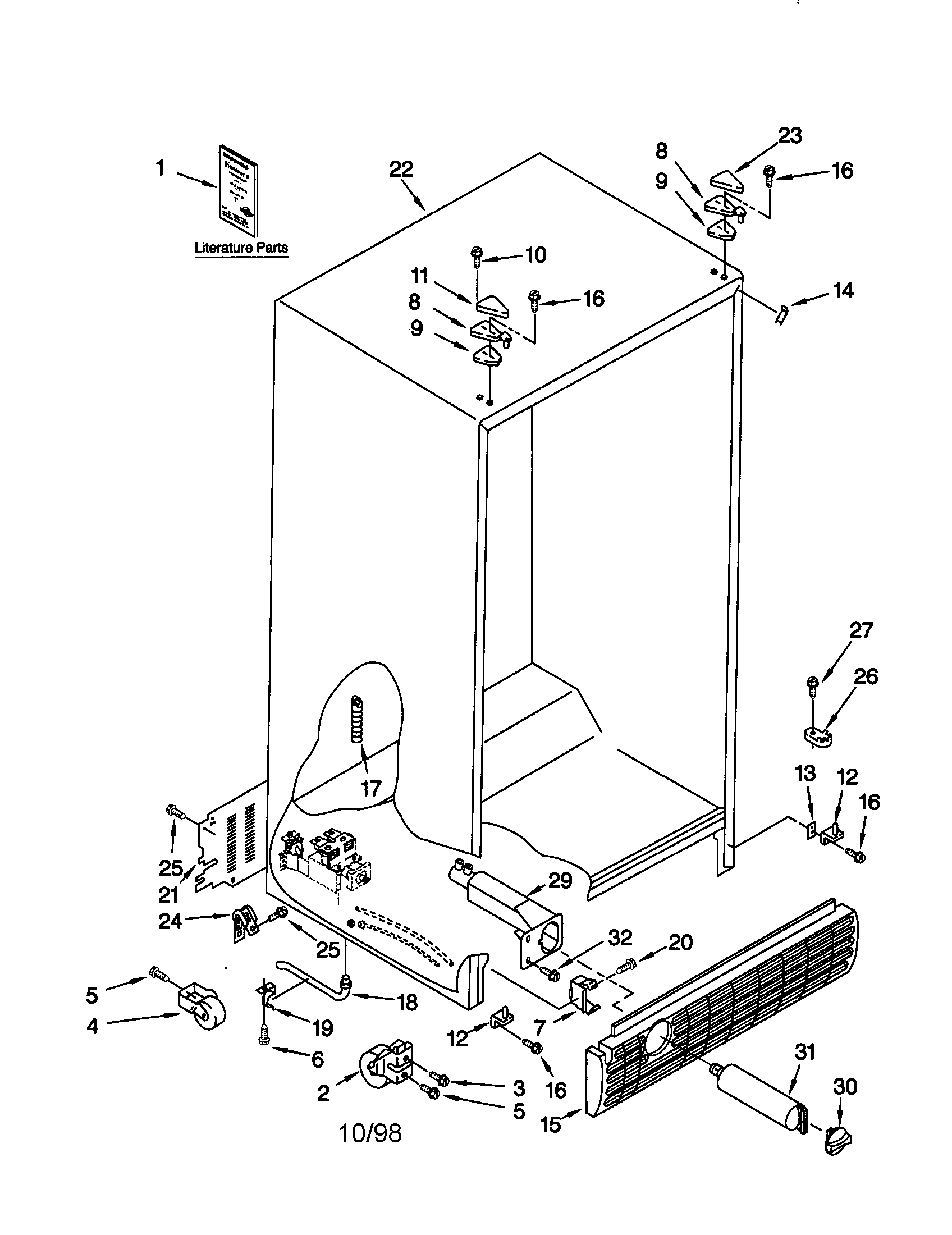 Kenmore 10659087890 cabinet diagram
