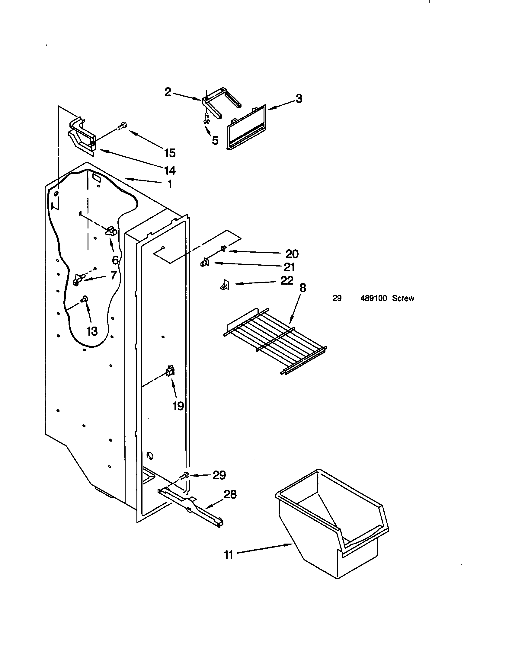 Kenmore 10659087890 freezer liner diagram