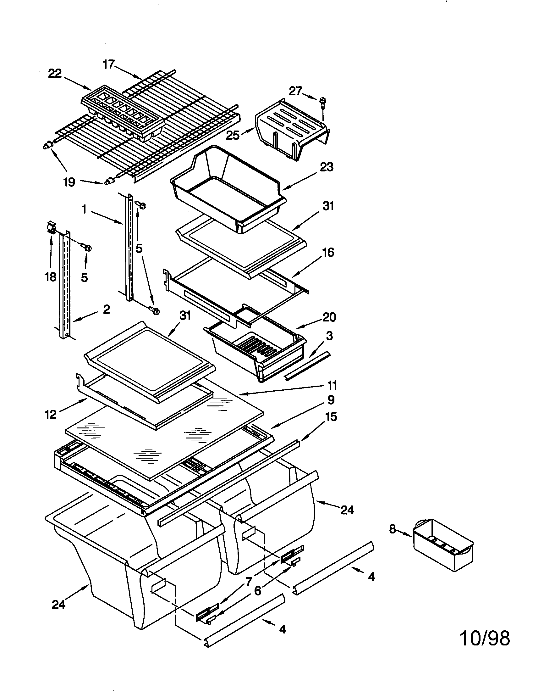 Kenmore 10678187891 shelf diagram