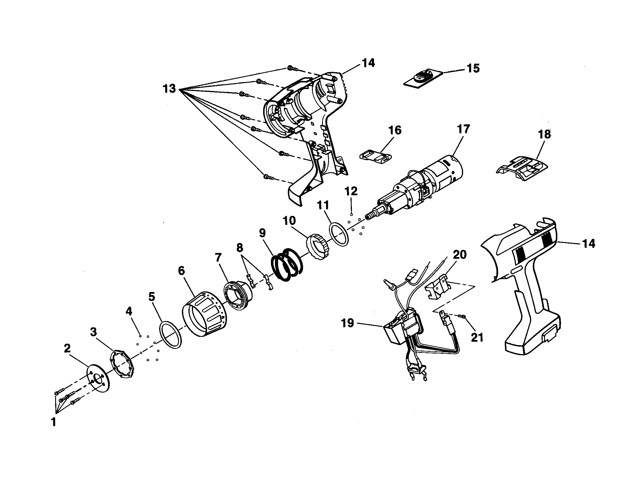Craftsman 973274980 3/8" cordless drill driver diagram
