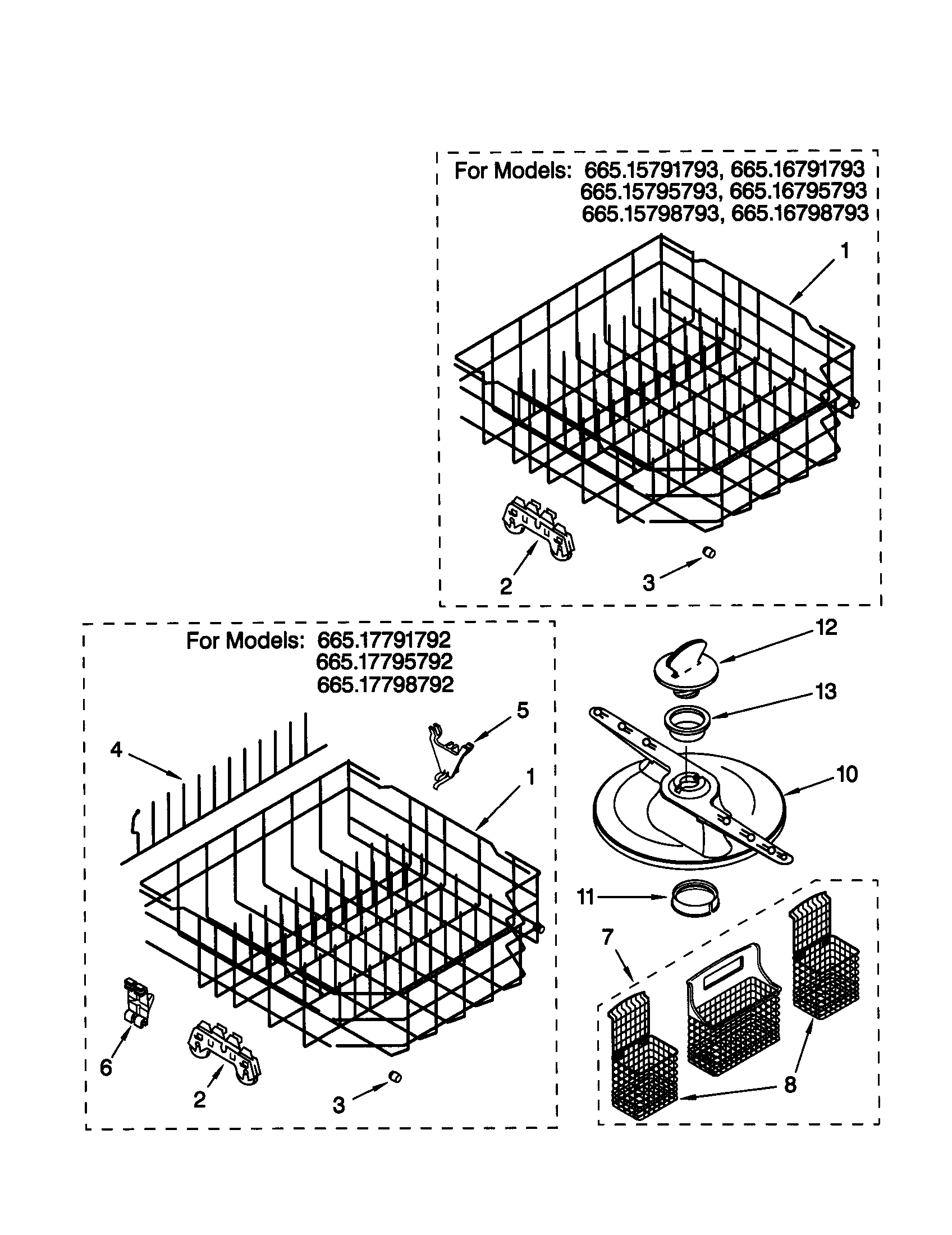 Kenmore 66517798792 lower dishrack diagram