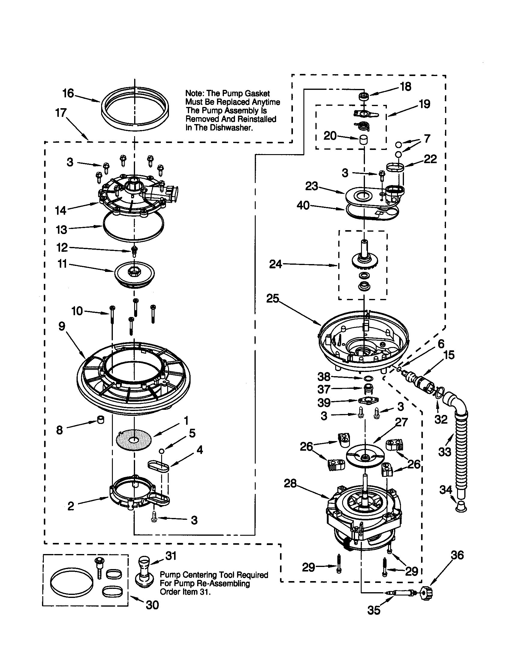 Kenmore 66516838792 pump and motor diagram