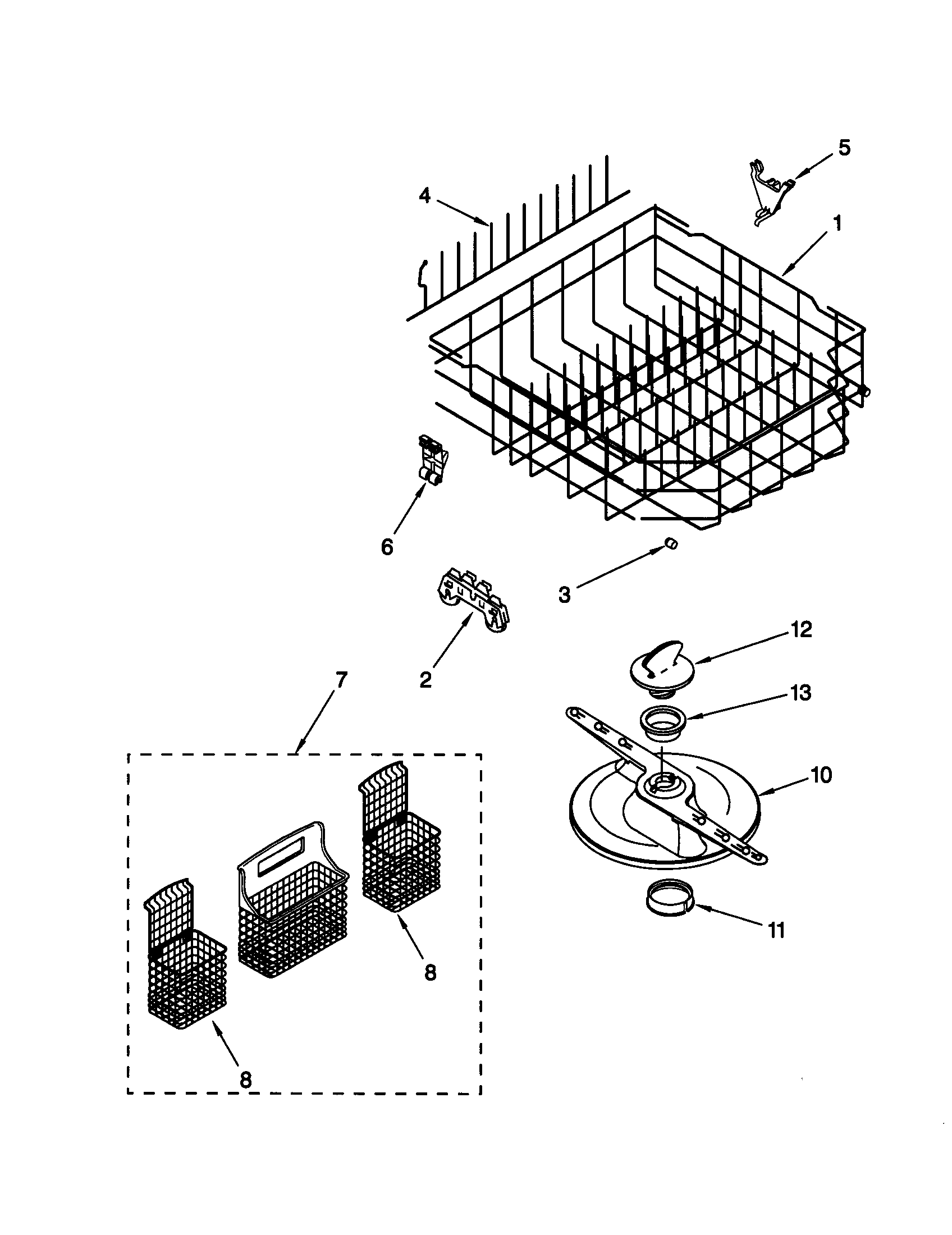 Kenmore 66516838792 lower dishrack diagram
