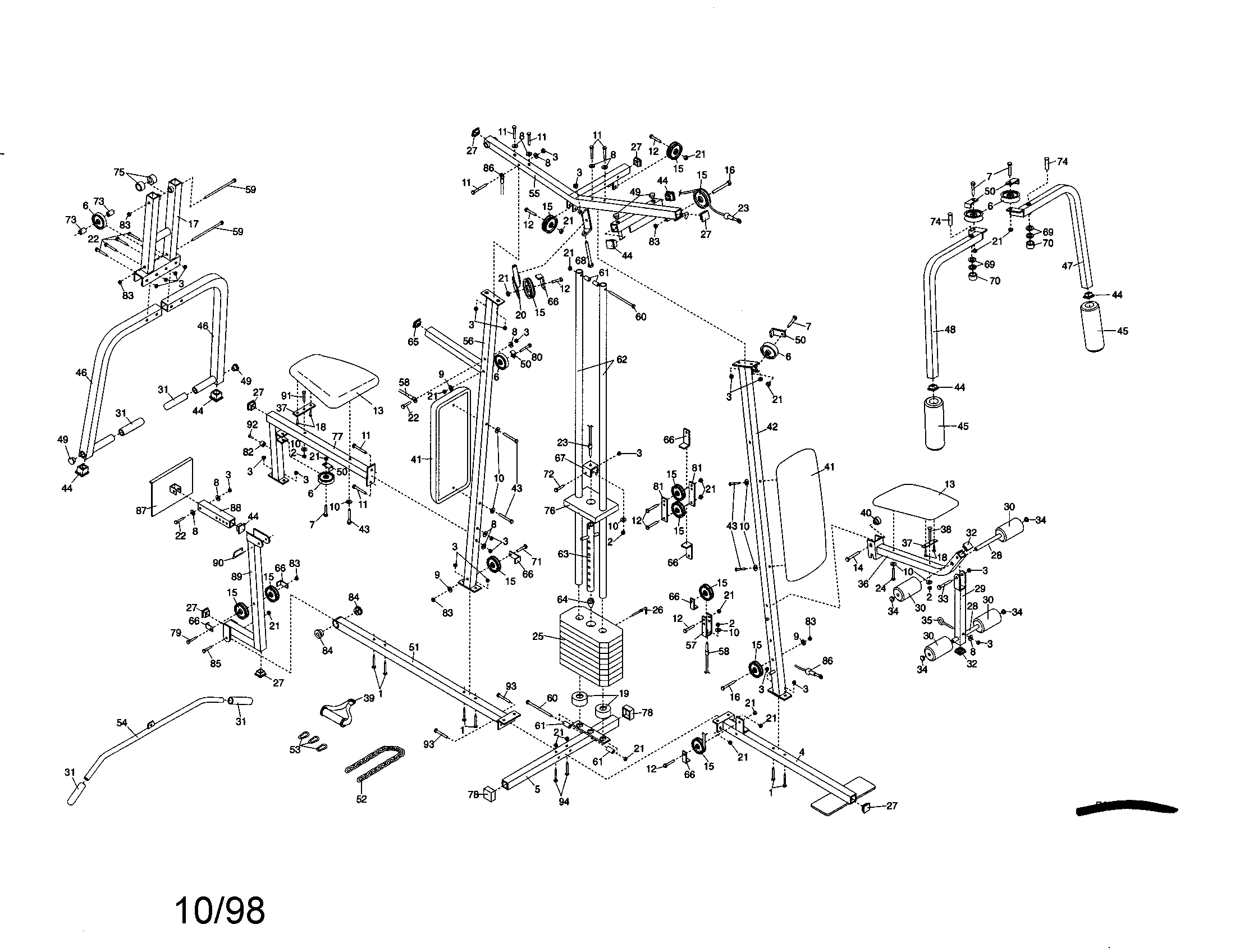 Weider WESY9680 replacement parts diagram