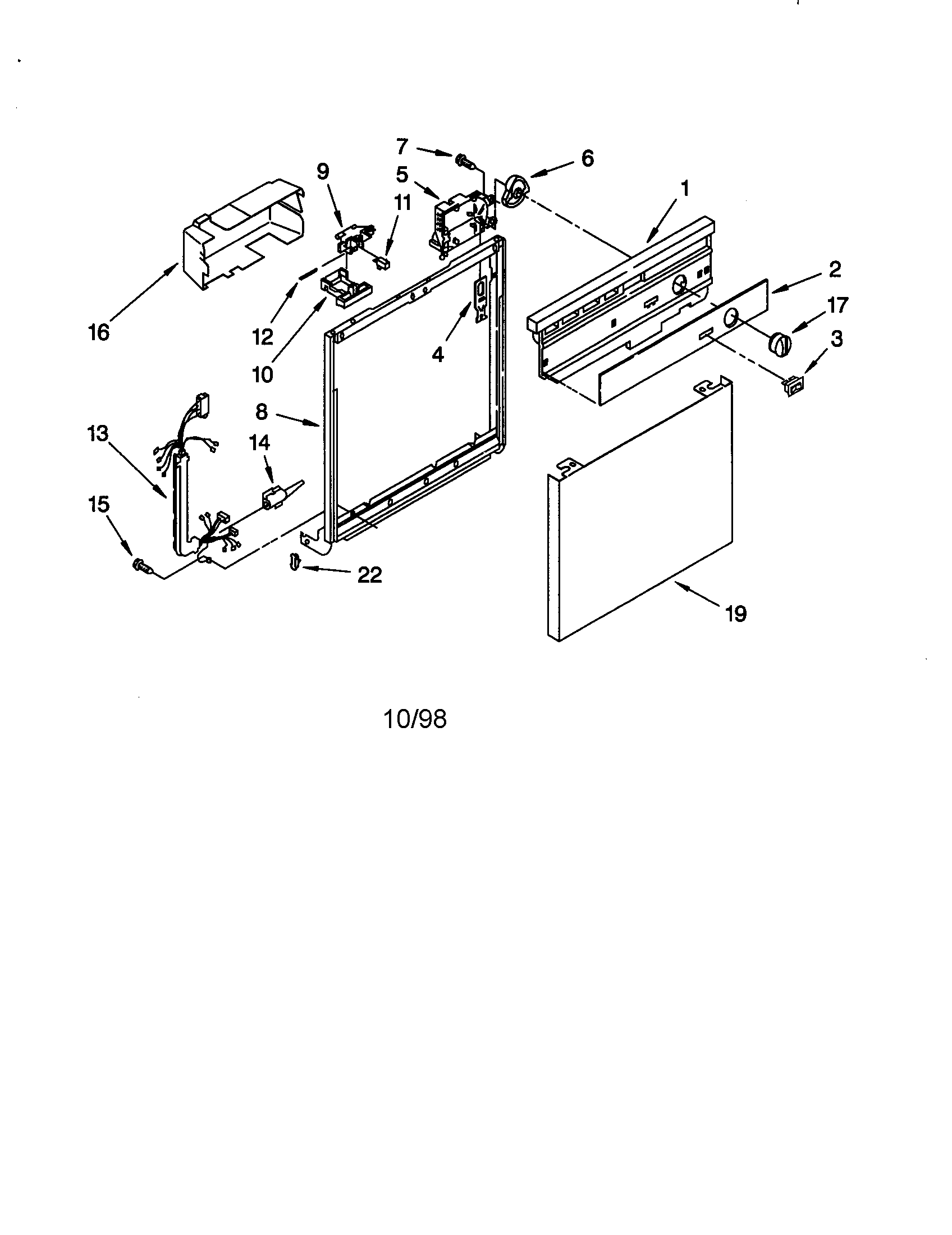 Whirlpool DU805DWGB0 frame and console diagram