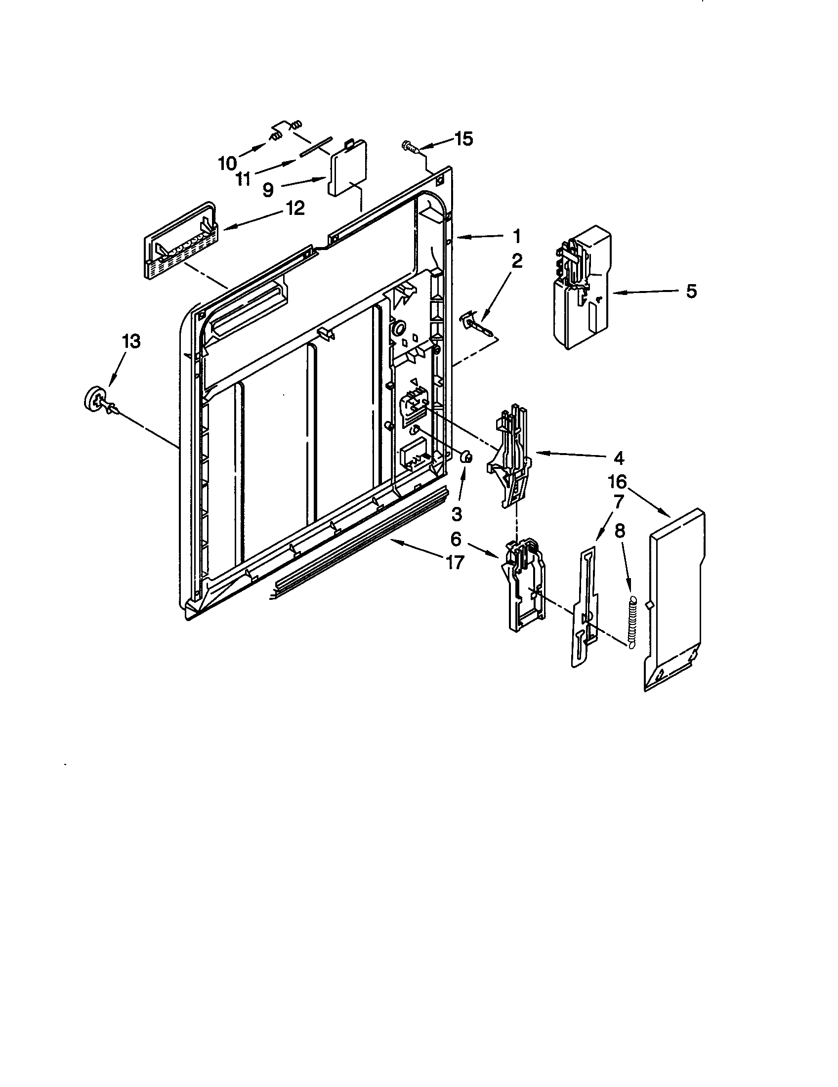 Whirlpool DU805DWGB0 inner door diagram