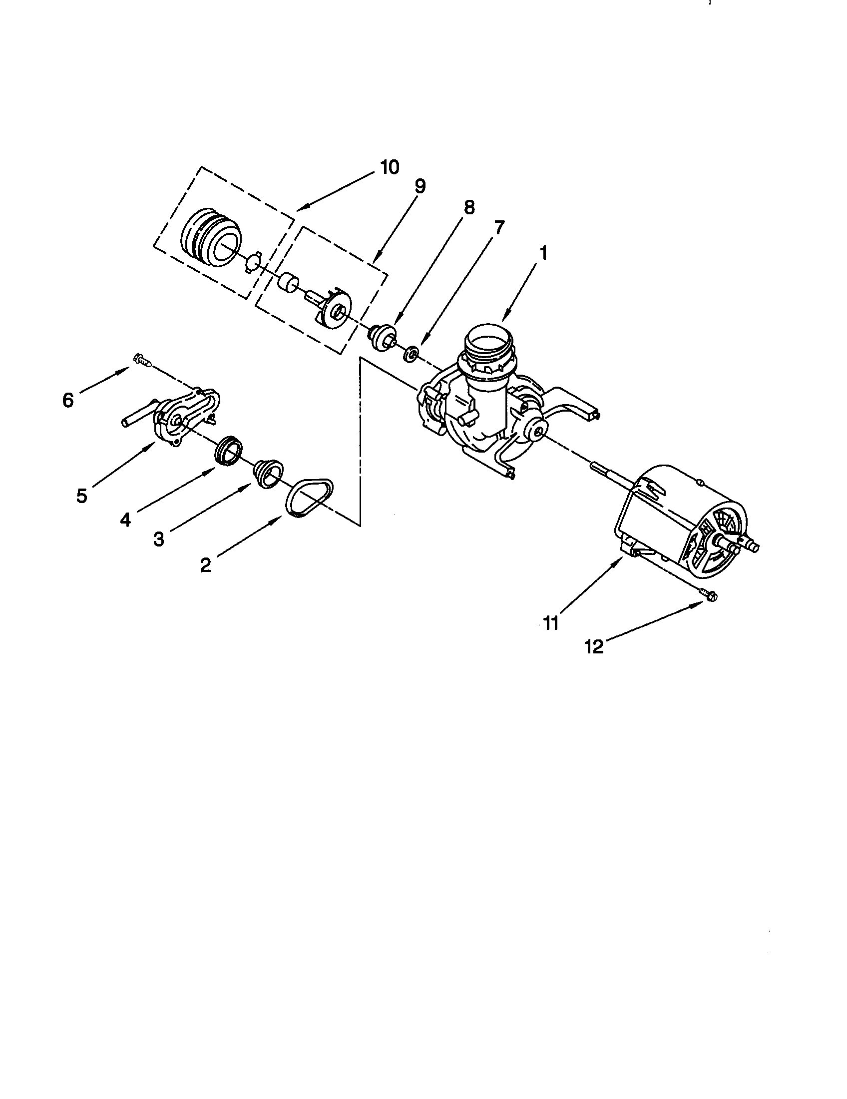 Whirlpool DU805DWGB0 pump and motor diagram