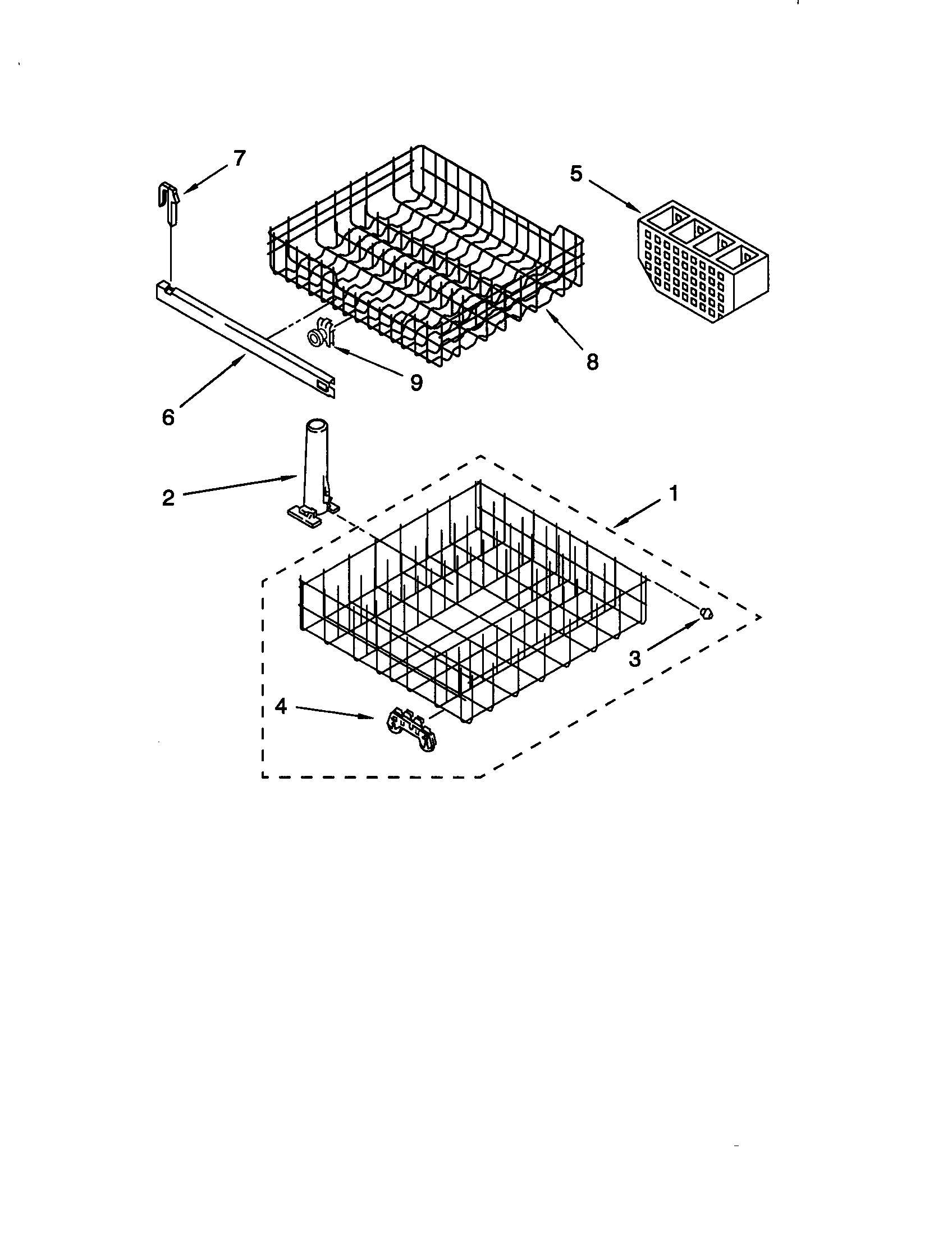 Whirlpool DU805DWGB0 dishrack diagram