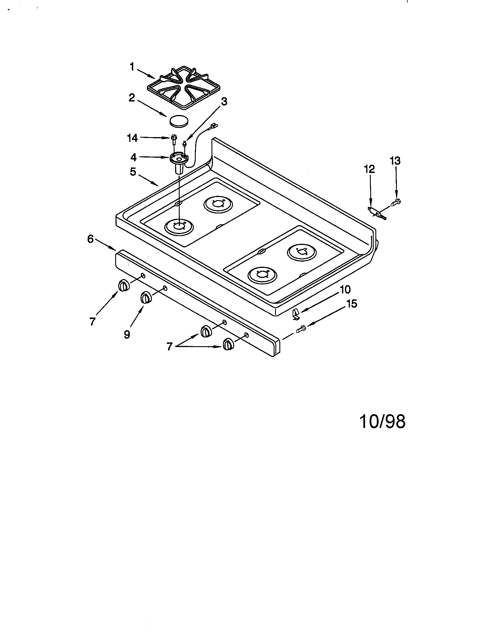 Whirlpool SF370LEGW0 cooktop diagram