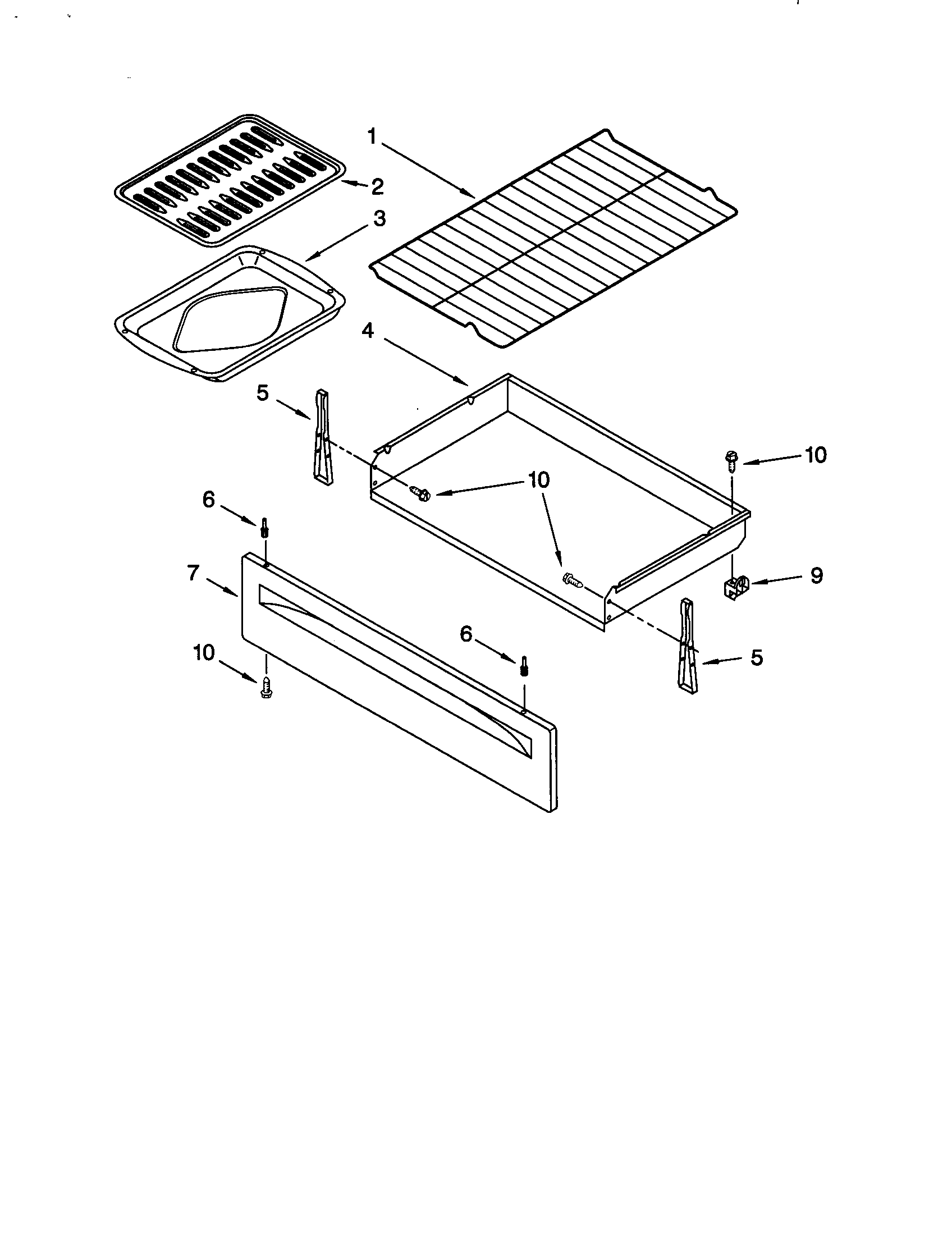Whirlpool SF370LEGW0 drawer and broiler diagram
