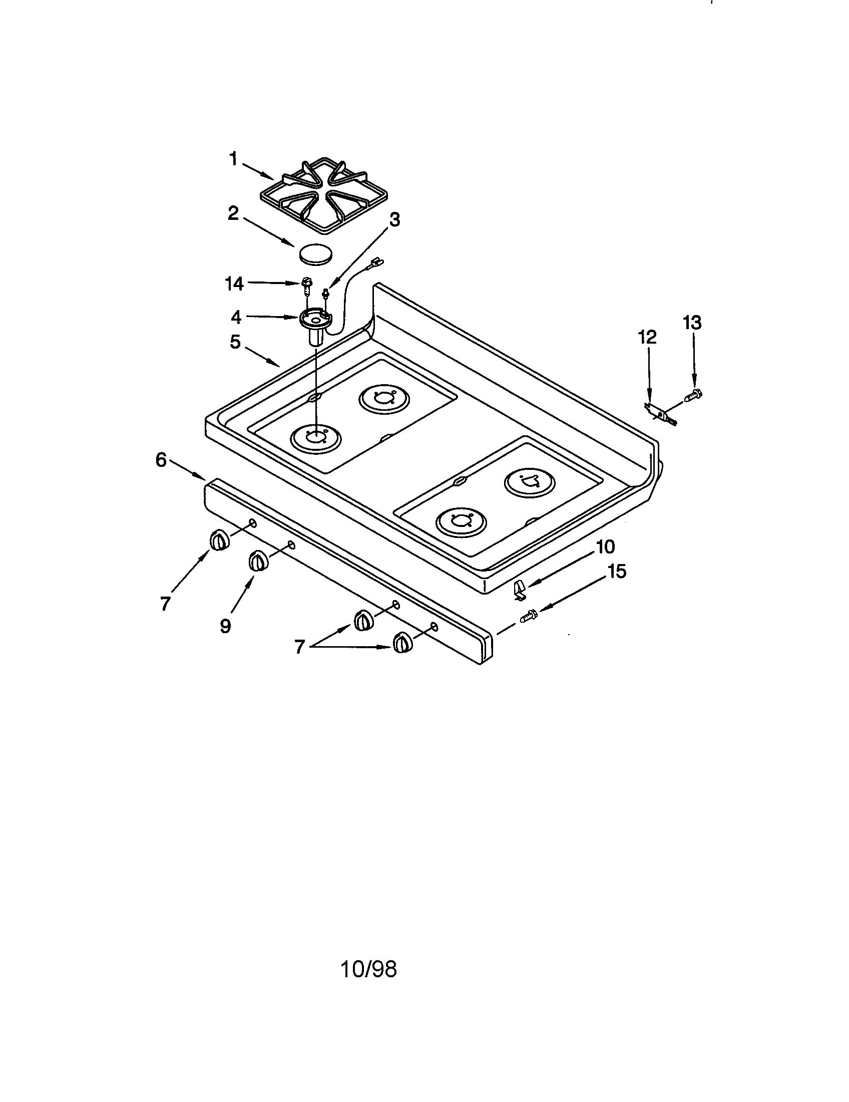 Whirlpool SF370PEGZ0 cooktop diagram
