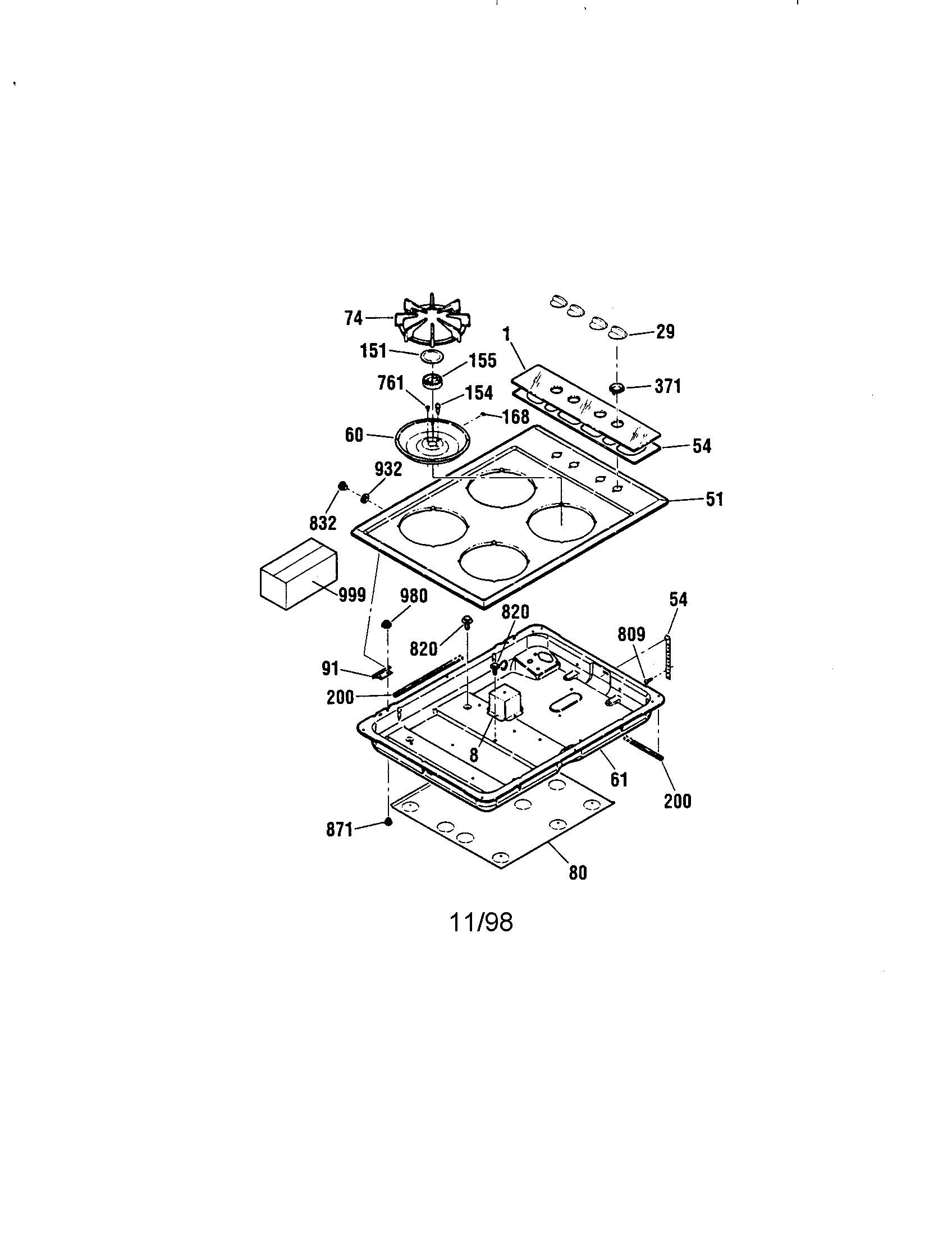 Kenmore 91132285890 main top diagram