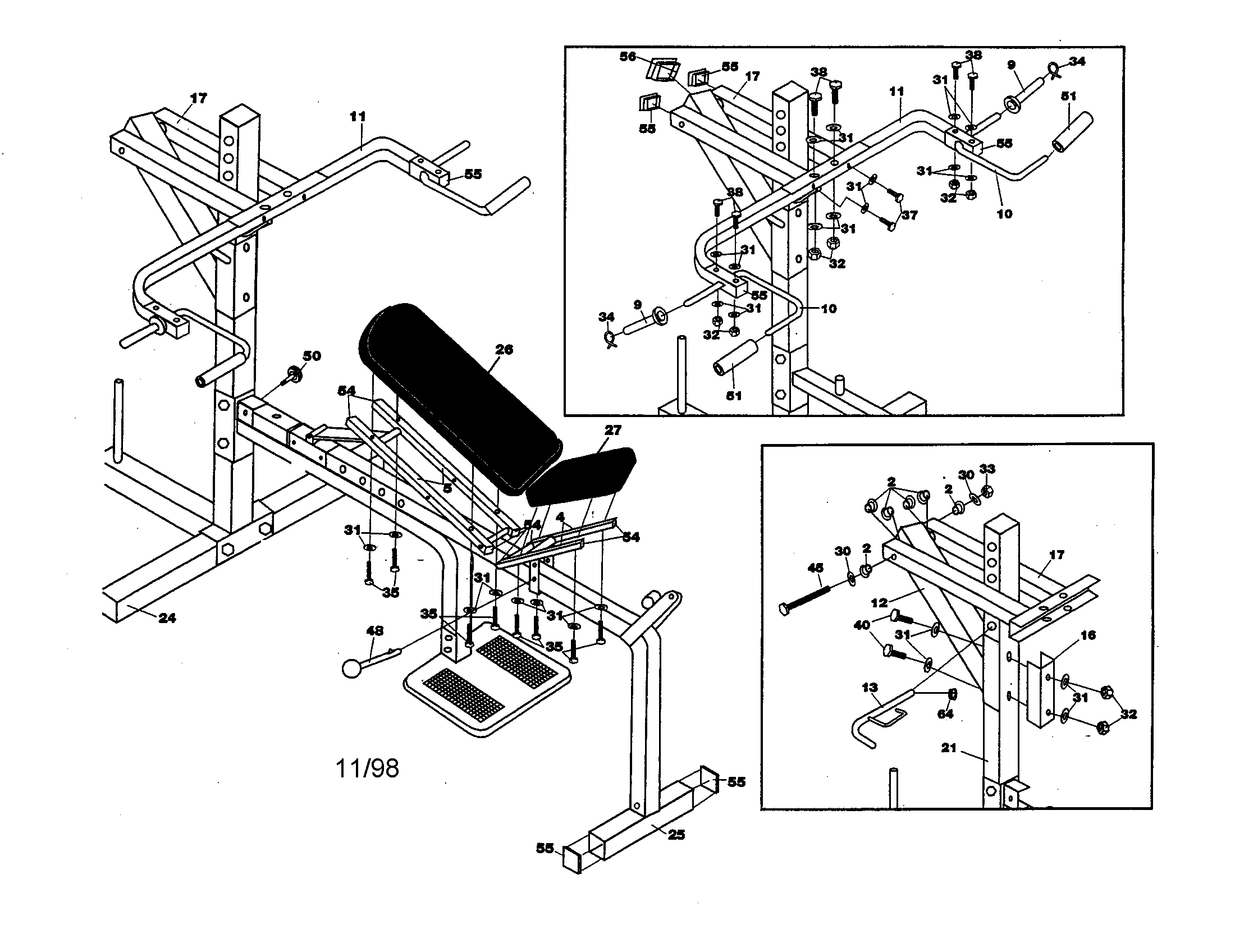 Legacy WB0747 seat and cross bars diagram