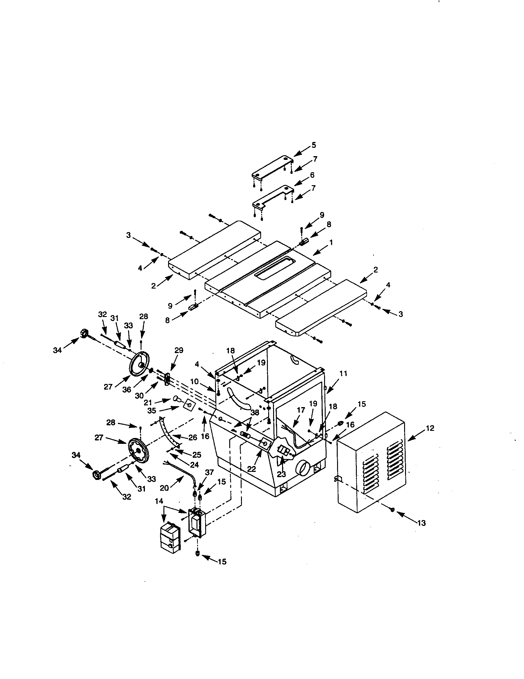Craftsman 351226522 table and base diagram