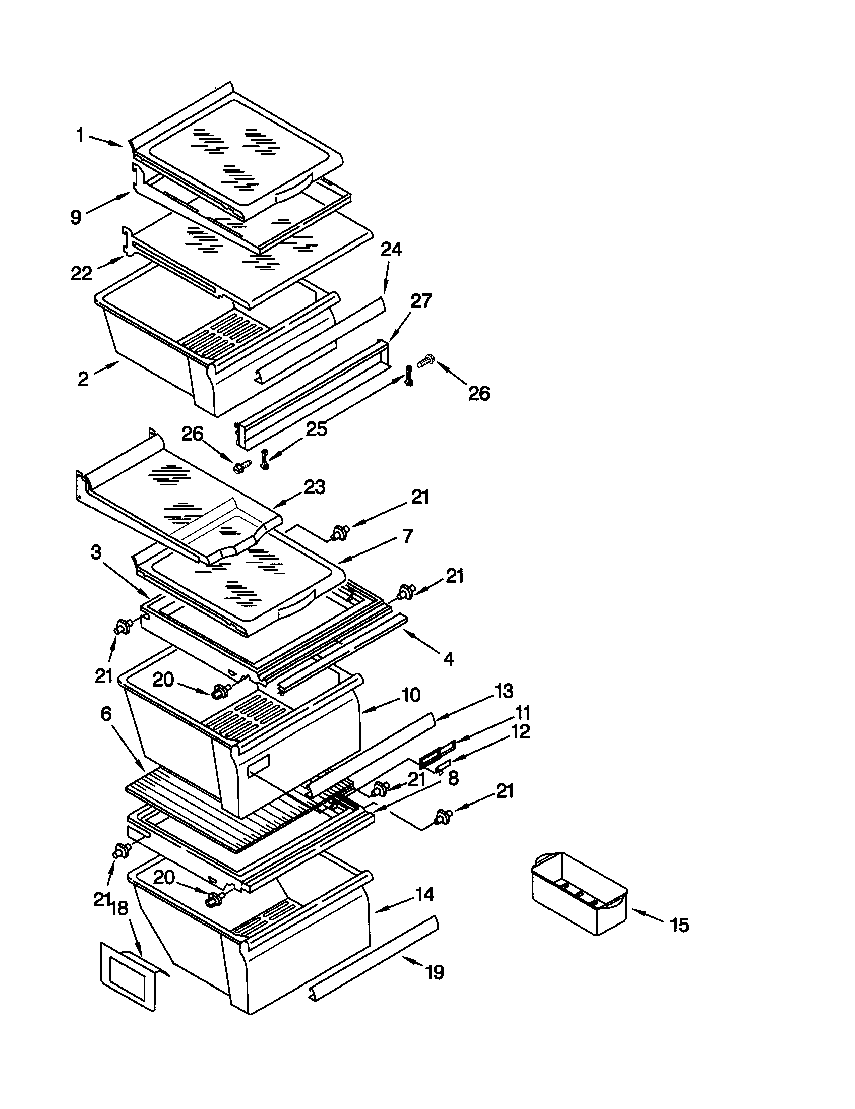 Kenmore 10659747990 refrigerator shelf diagram