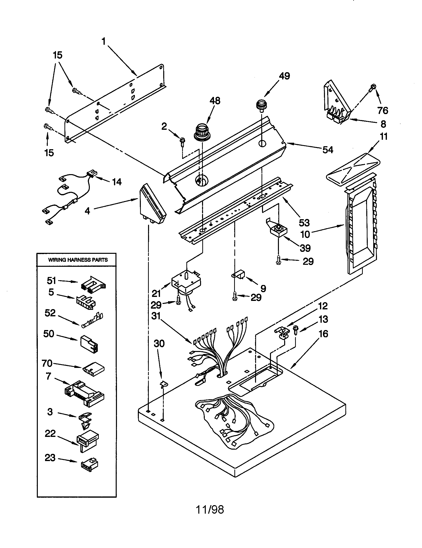 Whirlpool LGR5636EQ3 top and console diagram